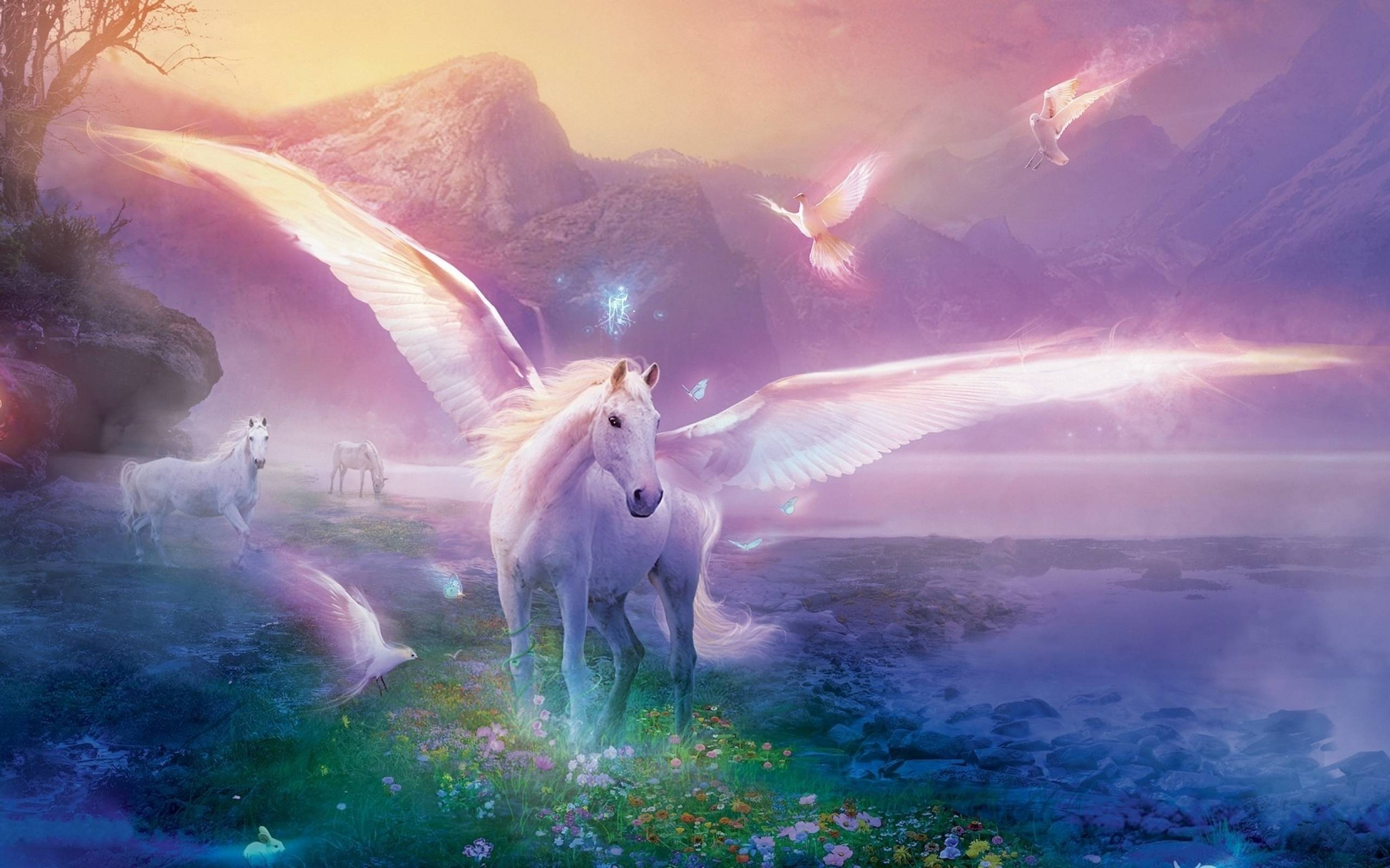 Unicorno alato fantasy pastello, 2560x1600 WQXGA, PC Desktop