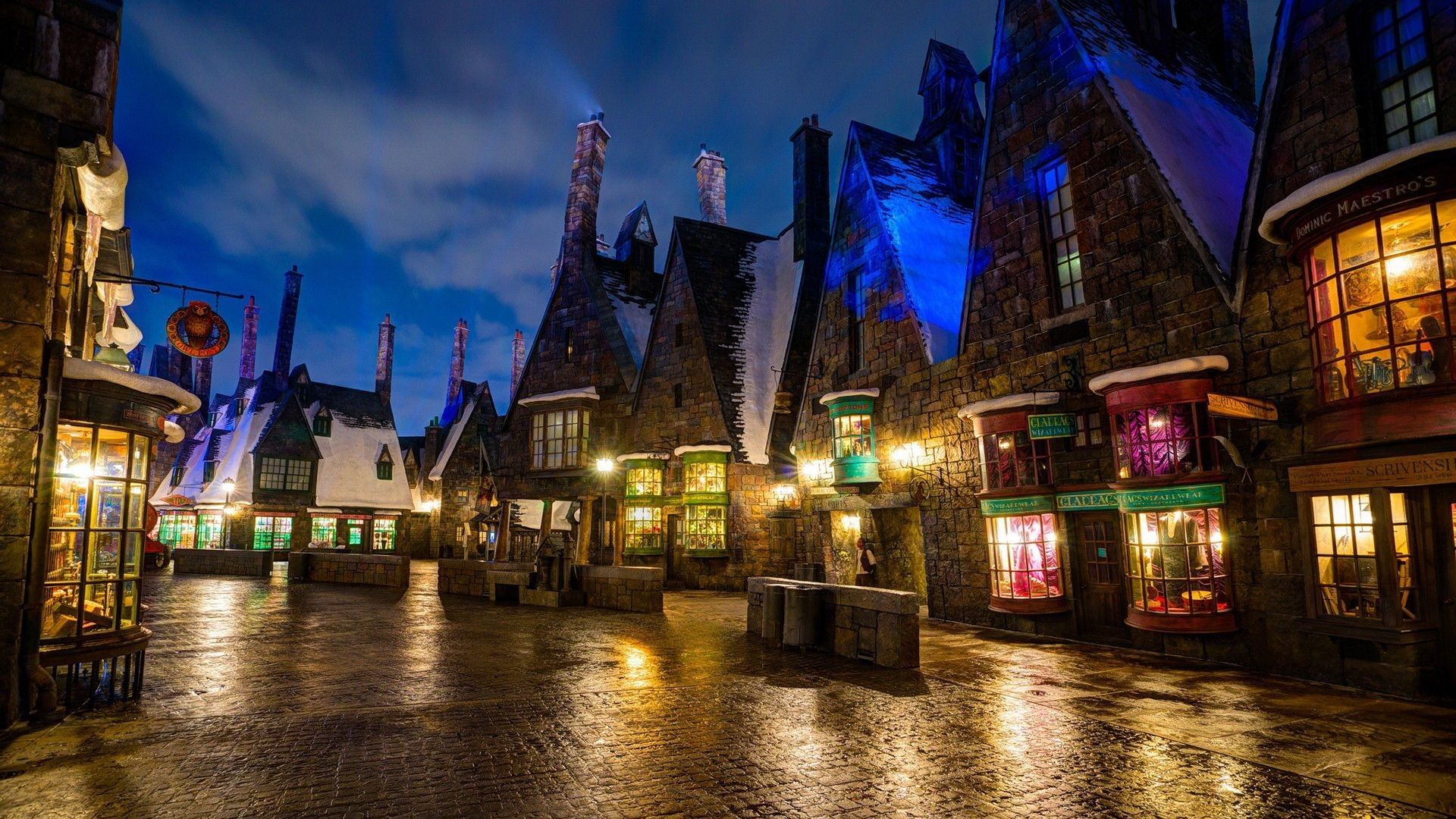 Wizarding World Harry Potter villaggio notturno, mondo magico, 1920x1080 Full HD, Desktop