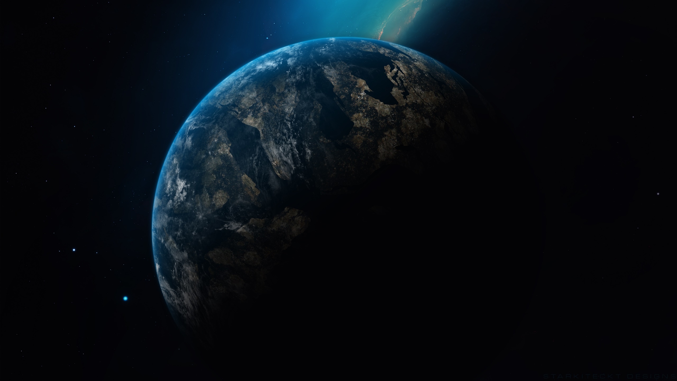 Pianeta Terra nello spazio buio, 2560x1440 2K, Desktop