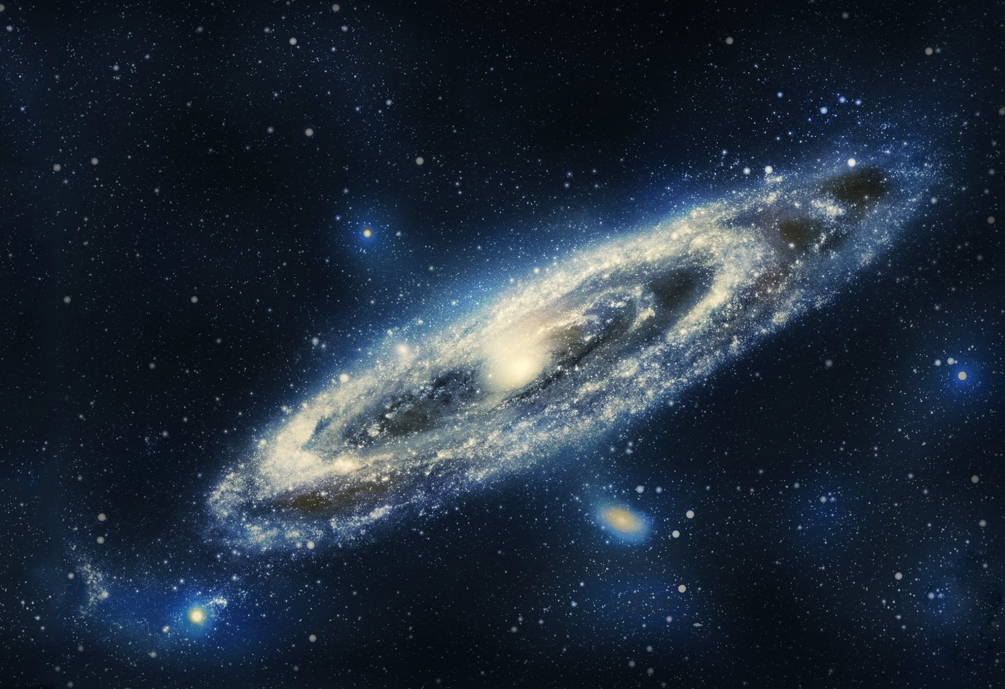 Galassia a spirale con stelle, 2048x1404 alta risoluzione, PC Desktop