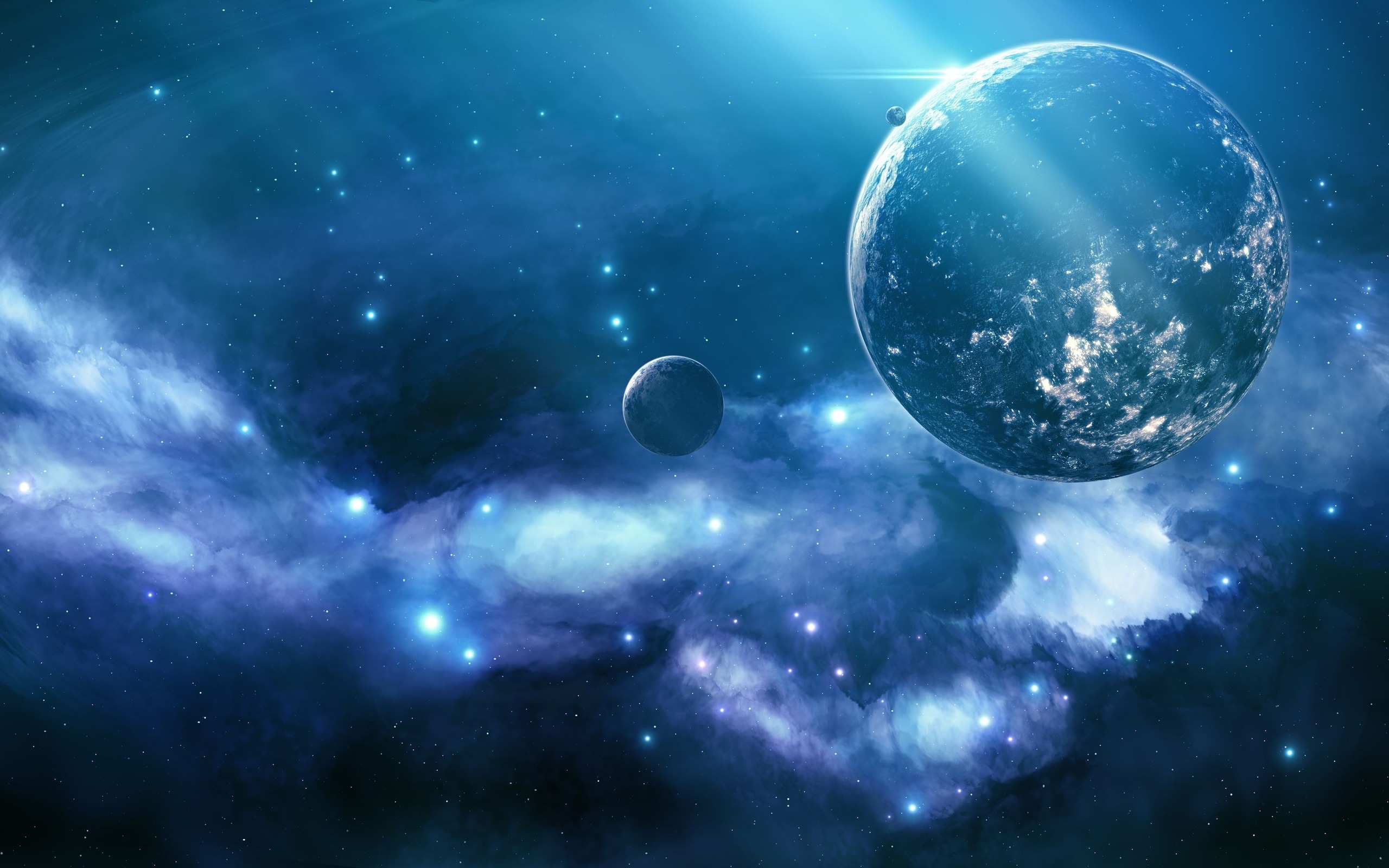 pianeti blu nebulosa spaziale, 2560x1600 WQXGA, PC