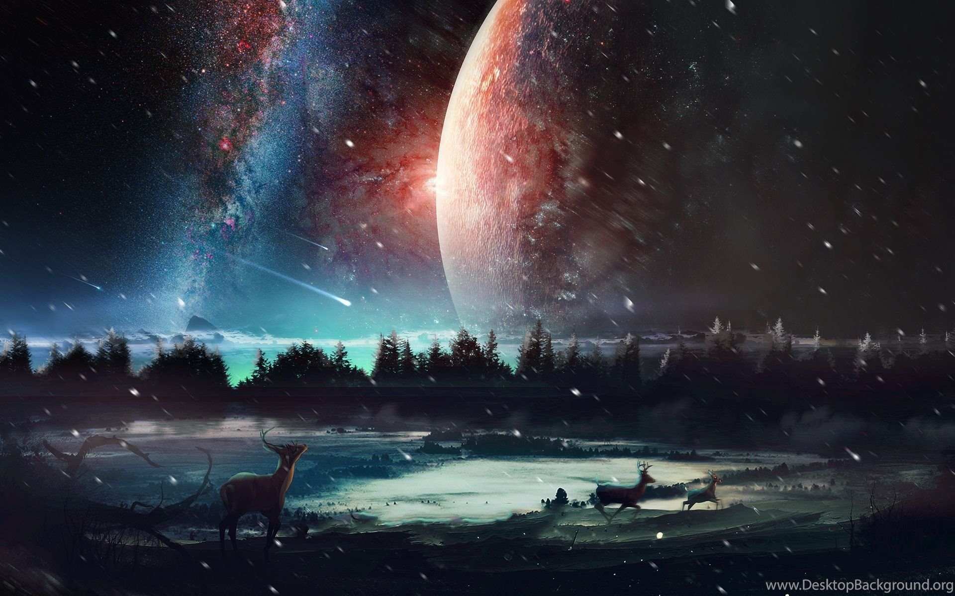 paesaggio spaziale con cervo, 1920x1200 Full HD+ WUXGA, Laptop