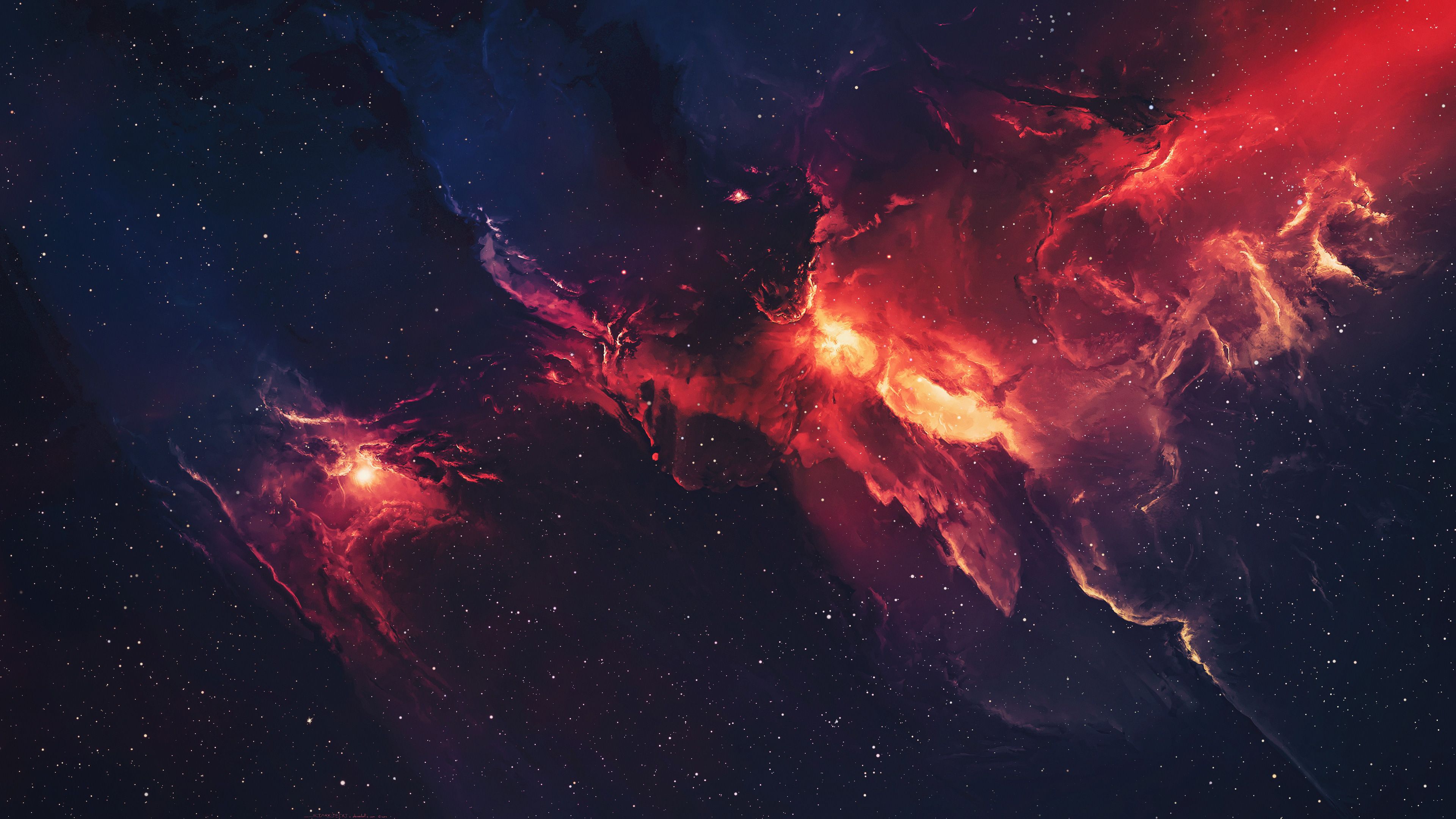 Nebulosa rossa e stelle, 3840x2160 UHD, PC 4K