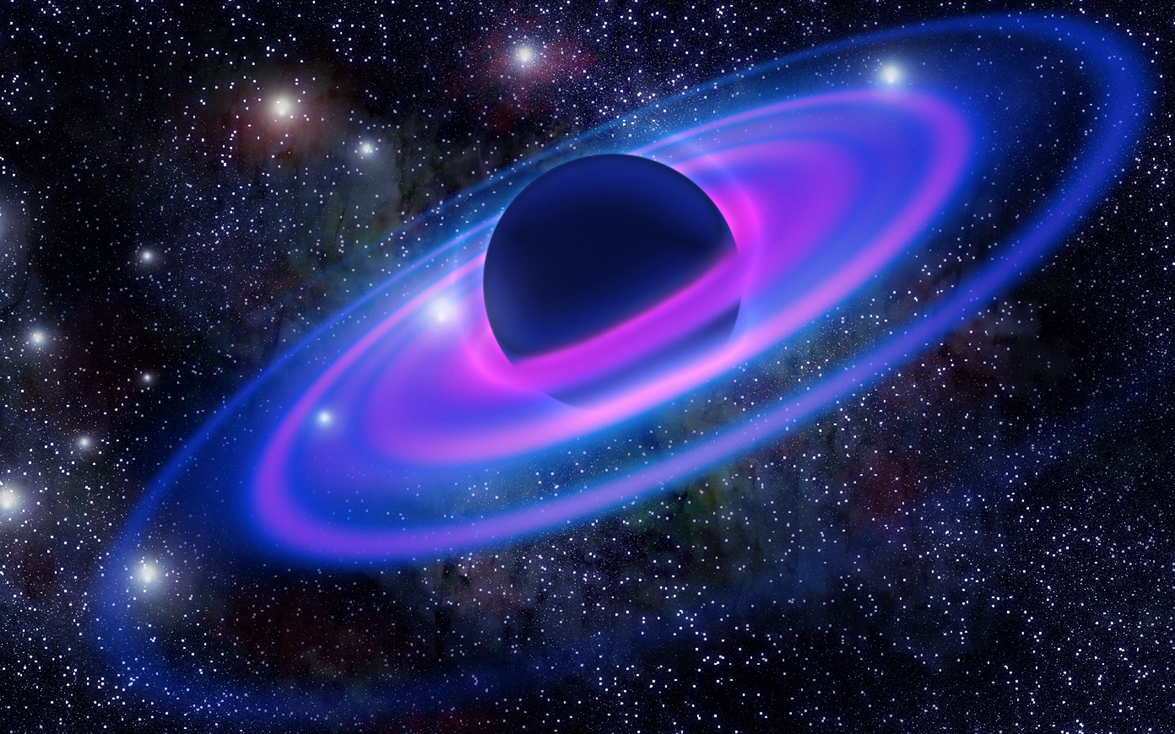Pianeta con anello viola galassia, 3840x2400 Ultra HD, 4K TV
