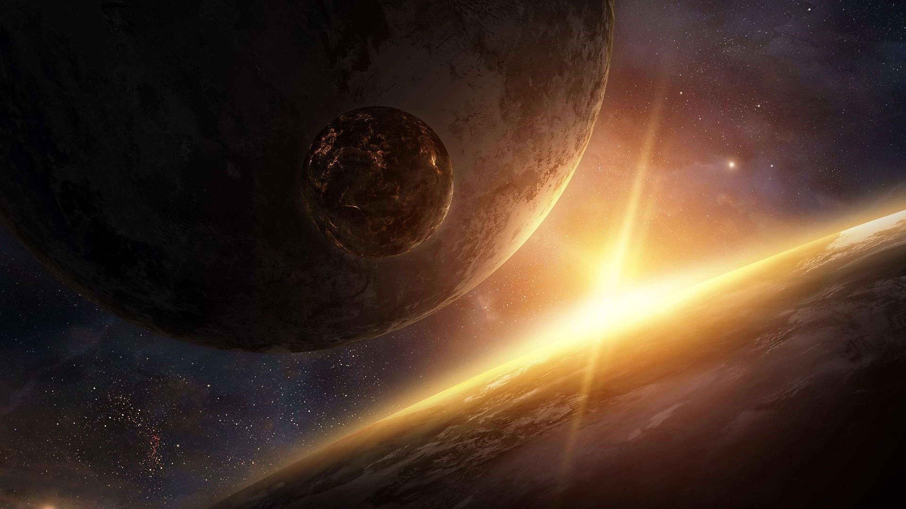 Pianeti con luce solare intensa, 3840x2160 4K, Desktop 4K