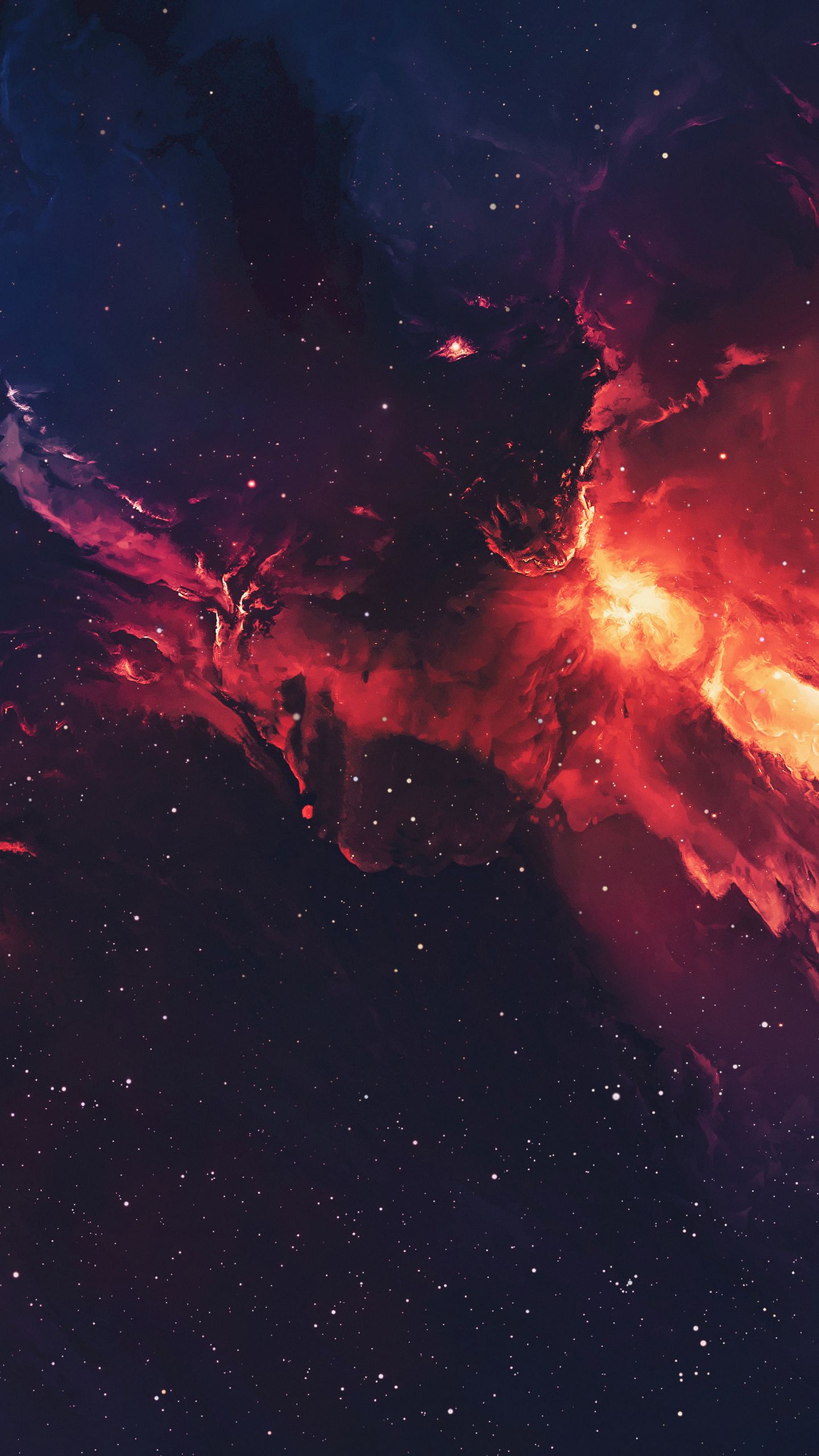 Nebulosa rossa nello spazio, 1440x2560 Verticale, Telefono