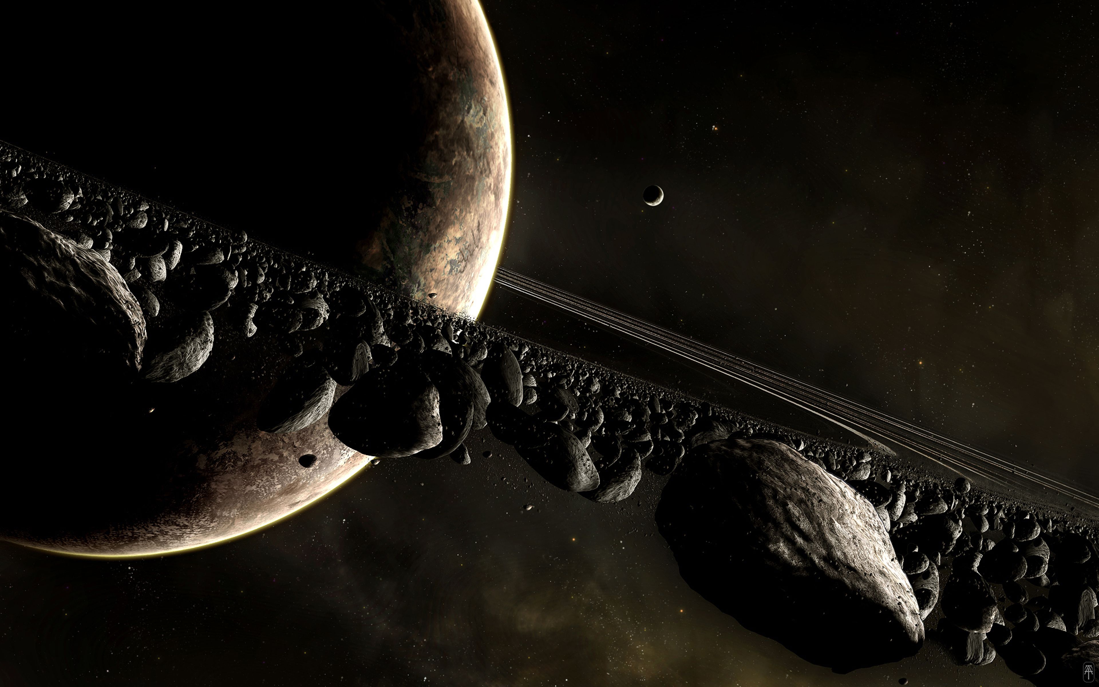 Pianeta con anello di asteroidi, 3840x2400 Ultra HD, 4K TV