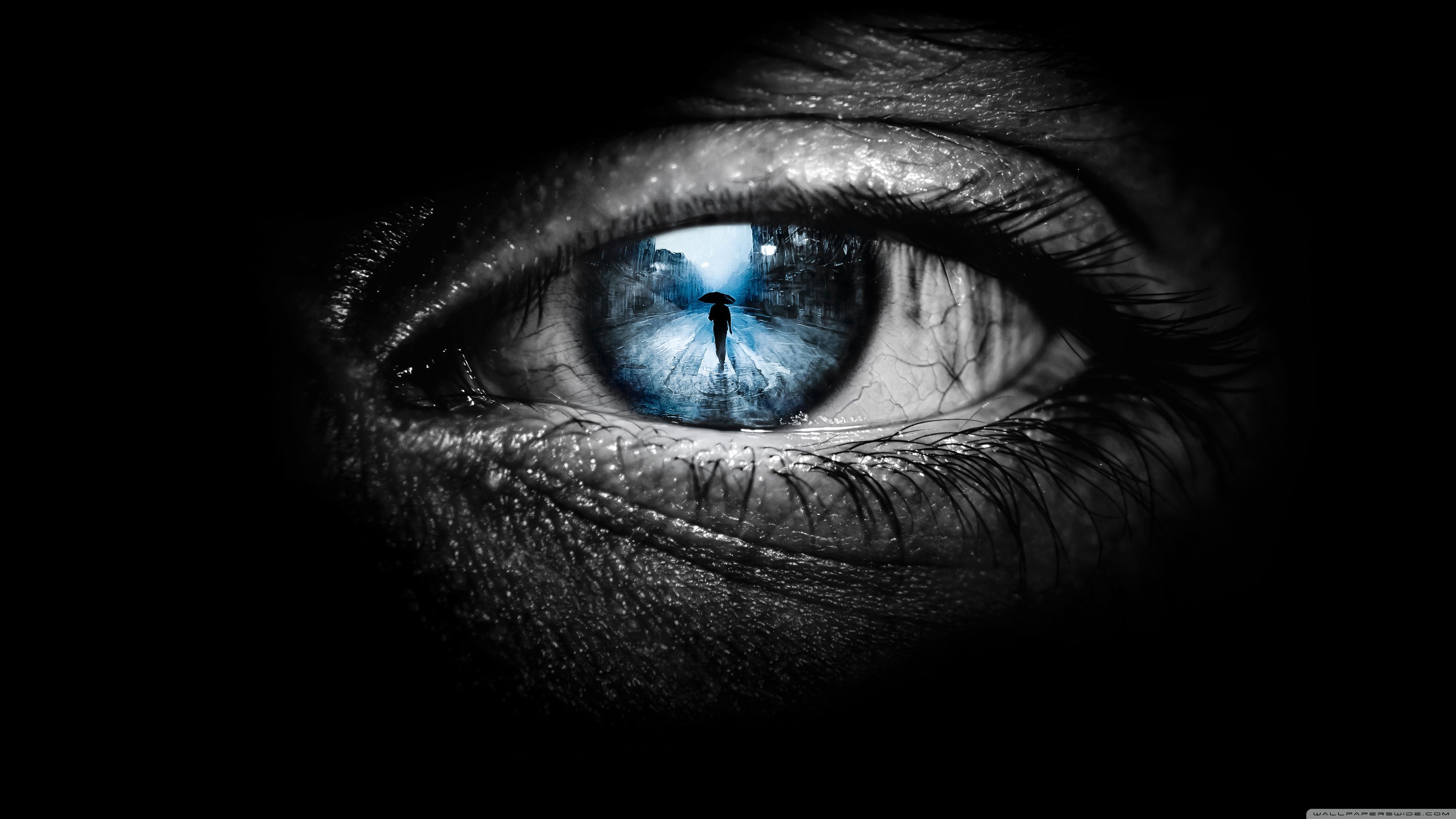 Occhio blu con galassia riflessa, 3840x2160 4K, Monitor 4K