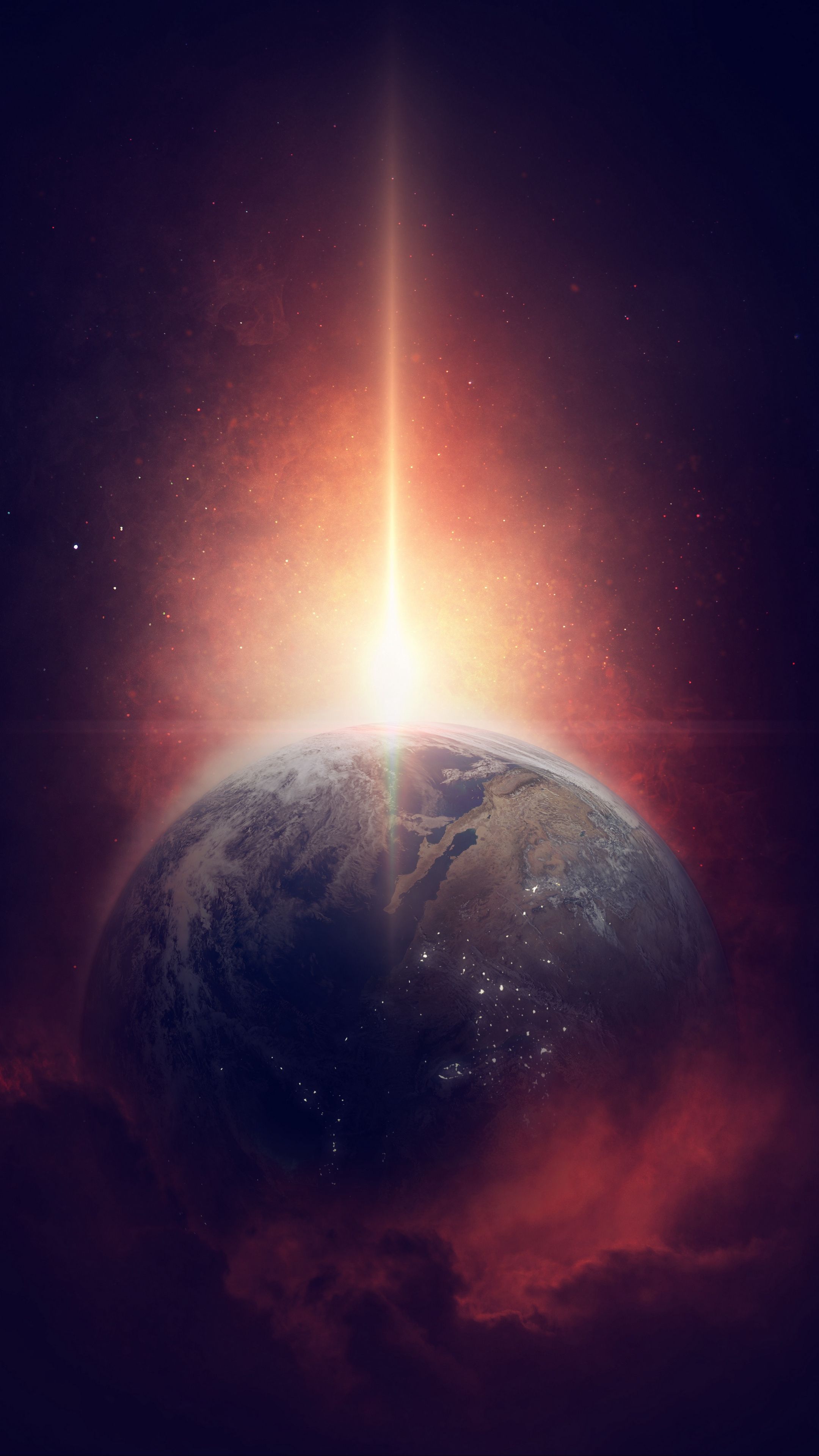Terra con raggio di luce, 2160x3840 Verticale, Telefono