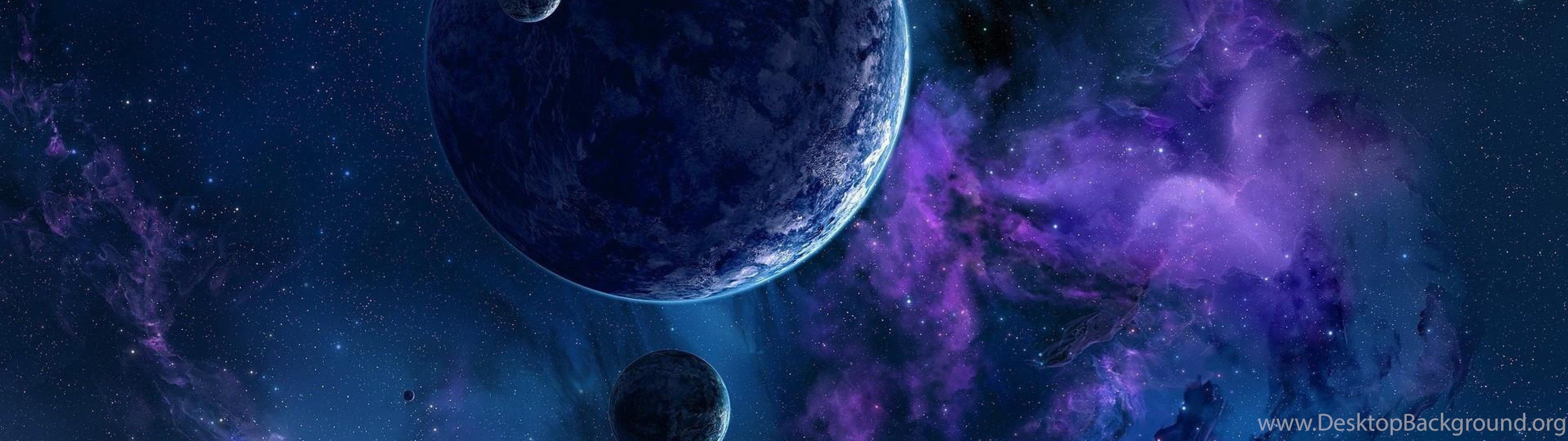 Pianeti e nebulosa spaziale, 3840x1080 Ultrawide, Dual Monitor