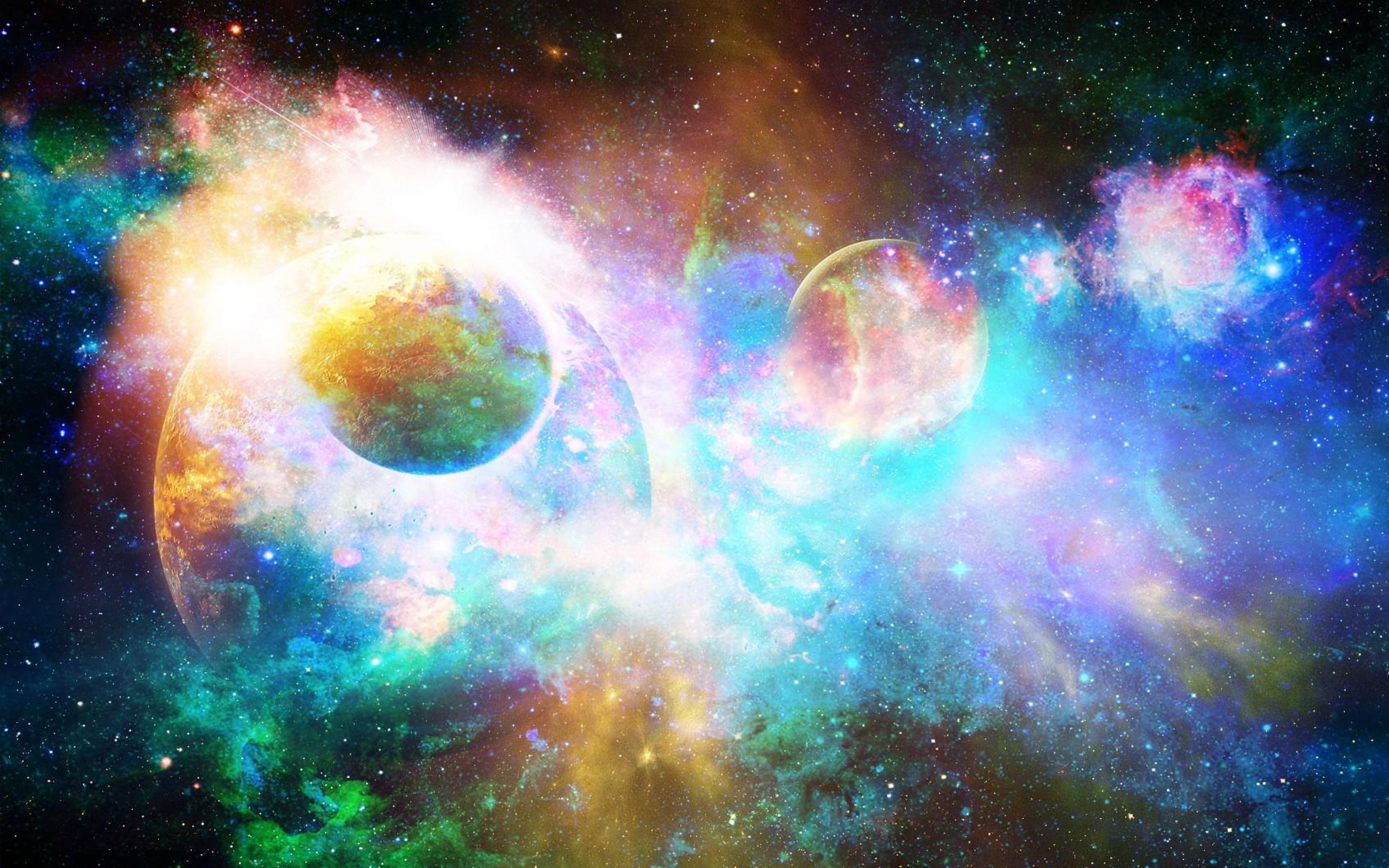 Nebulosa colorata con pianeti, 3840x2400 4K Ultra HD, Monitor 4K