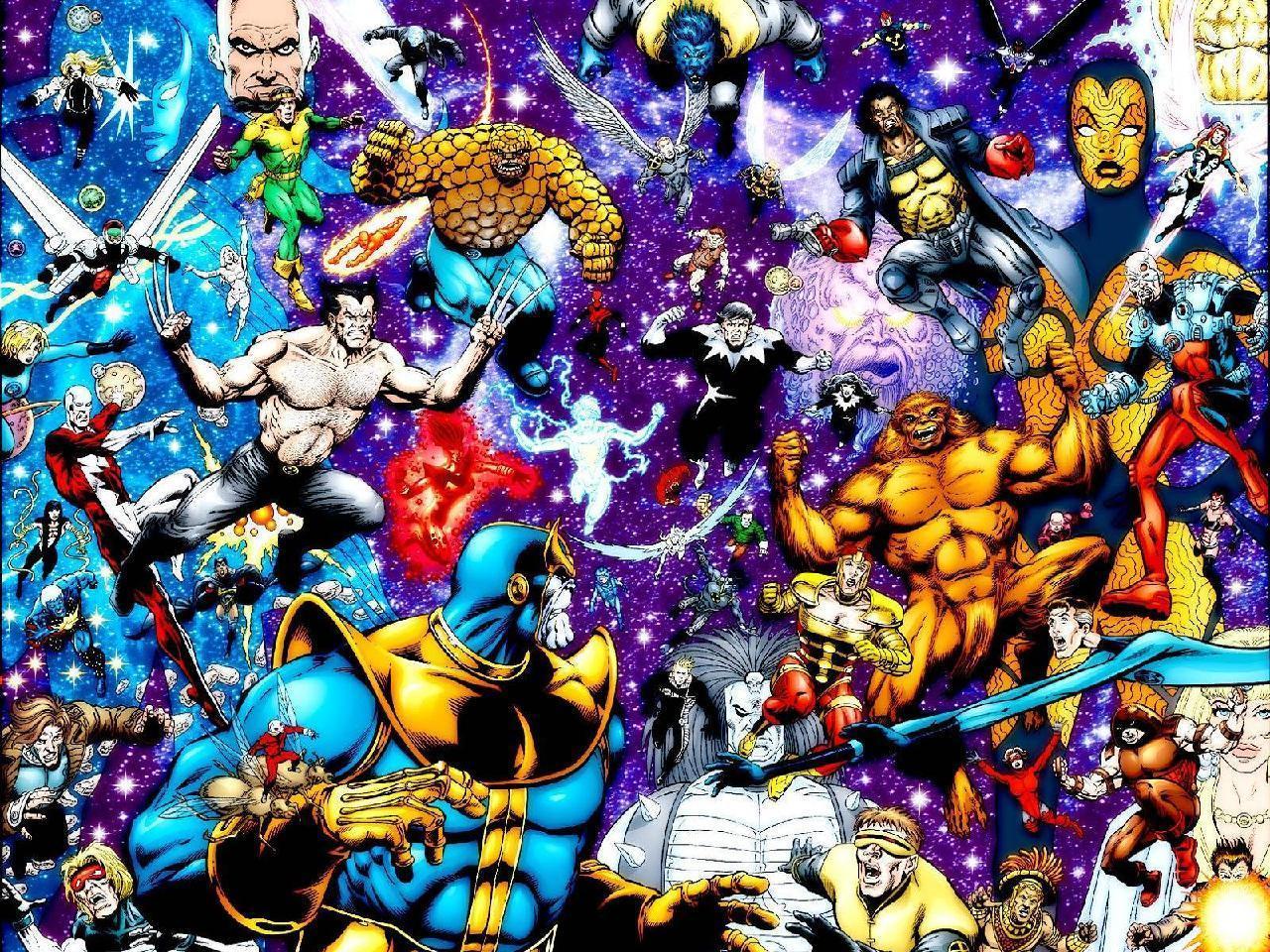 Collage supereroi Marvel spazio, 1280x960 720p, PC