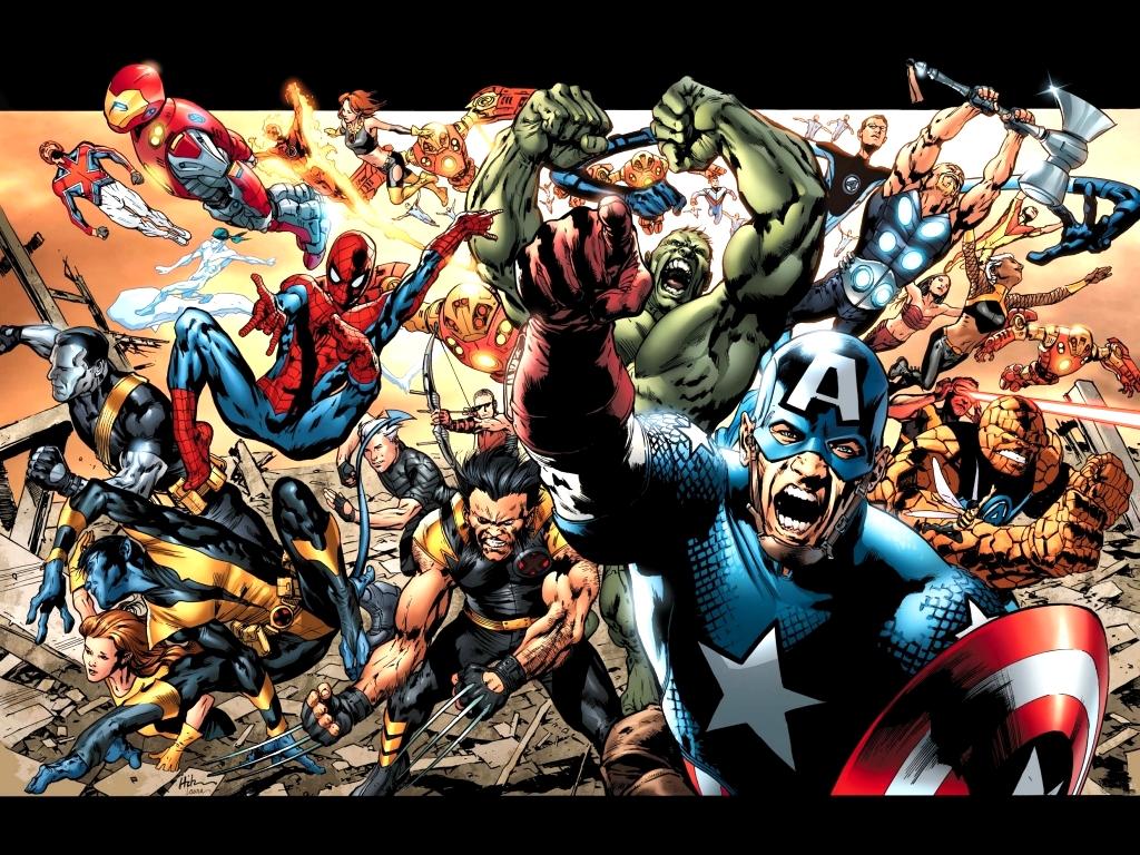 Supereroi Marvel gruppo azione, 1024x768 HD, iMac