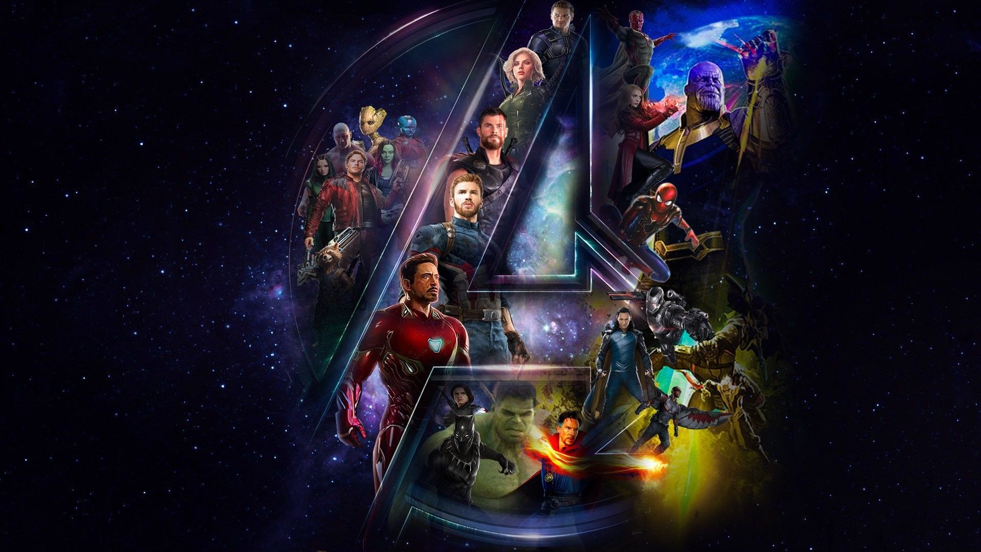 Avengers logo con eroi Marvel, 1920x1080 Full HD 1080p, Laptop