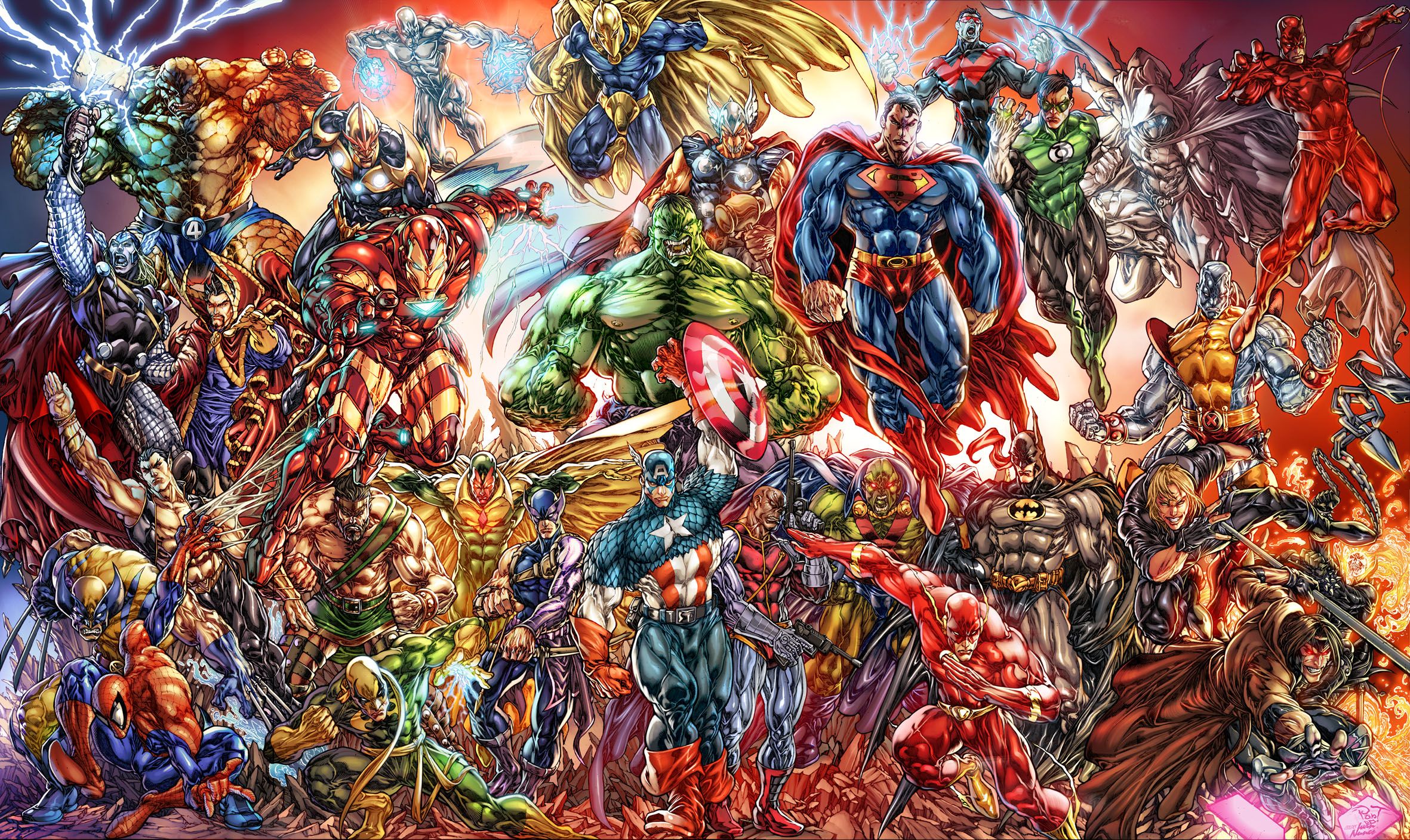 Collage supereroi Marvel DC, 2362x1408 Hi-Res, PC Desktop