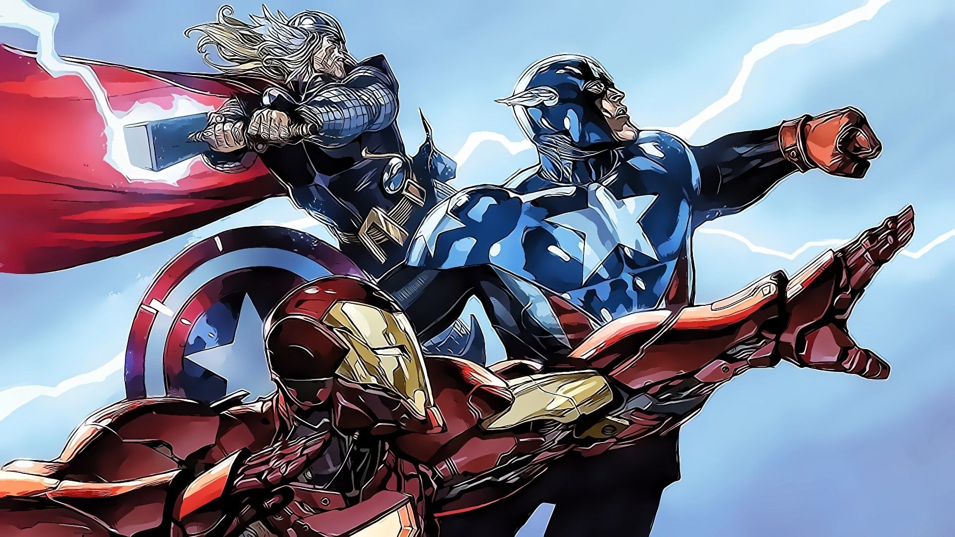 Thor, Captain America e Iron Man, Marvel, 1920x1080 Full HD, Desktop