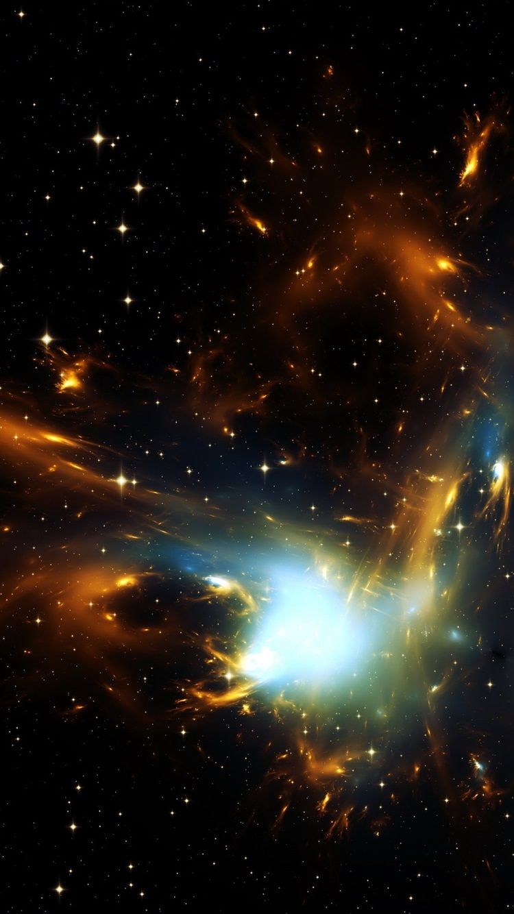 Nebulosa arancione stelle spazio, 750x1334 Verticale, iPhone