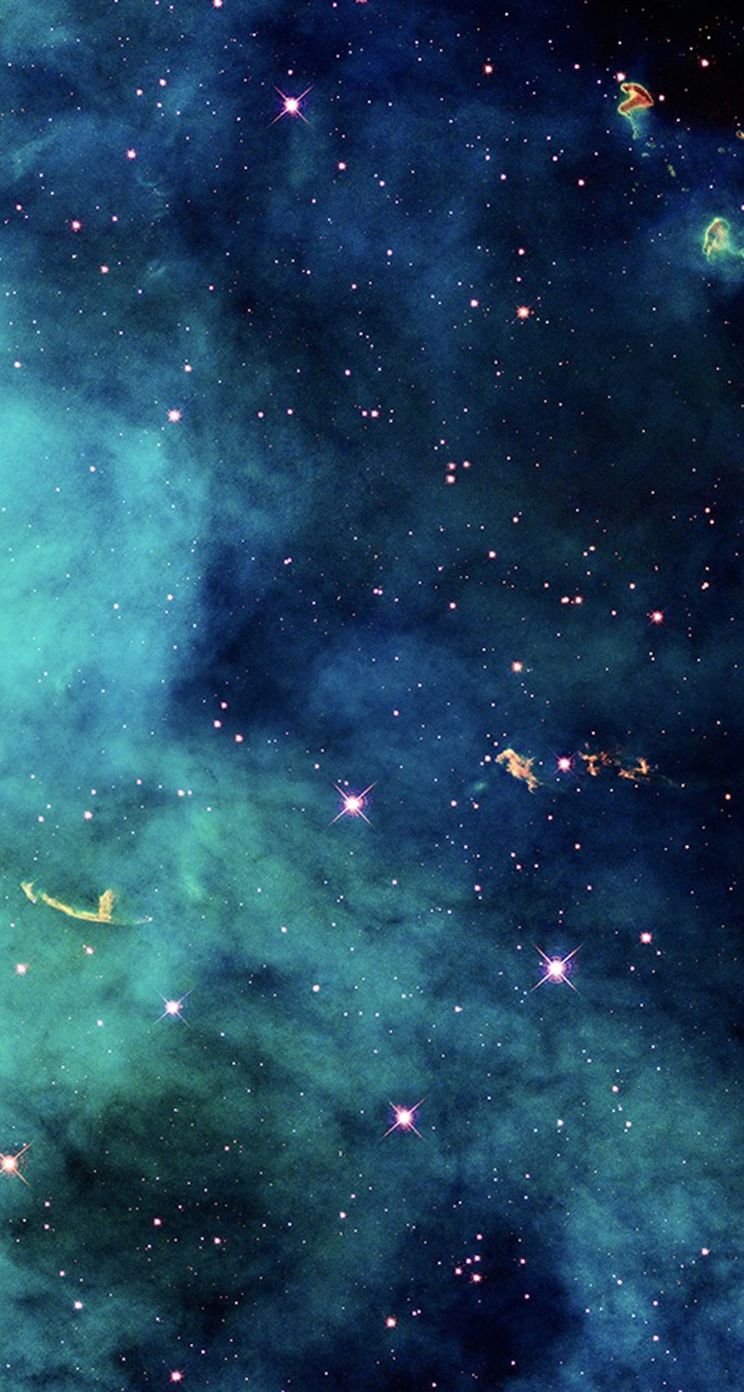 Nebulosa stellata verde-blu, 744x1392 Verticale, iPhone Pro Max