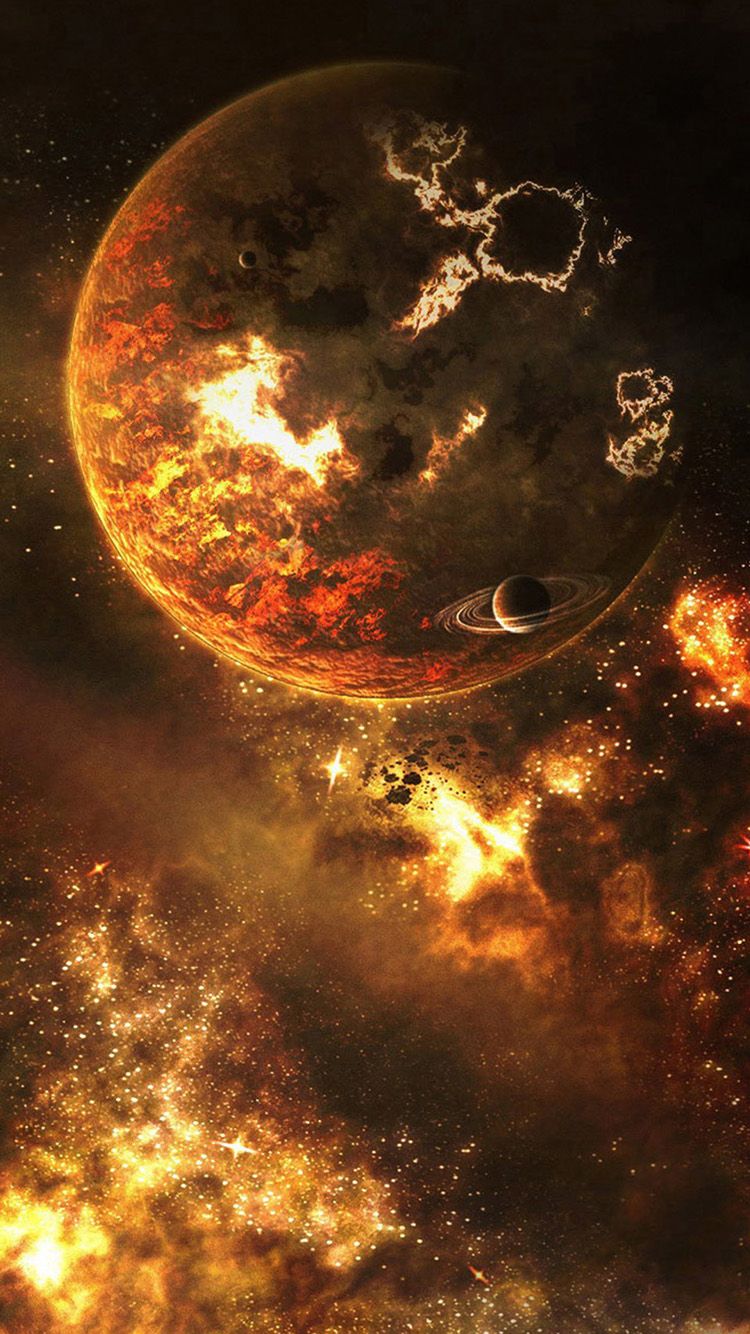 Pianeta di fuoco spaziale, 750x1334 Full HD Verticale, iPhone