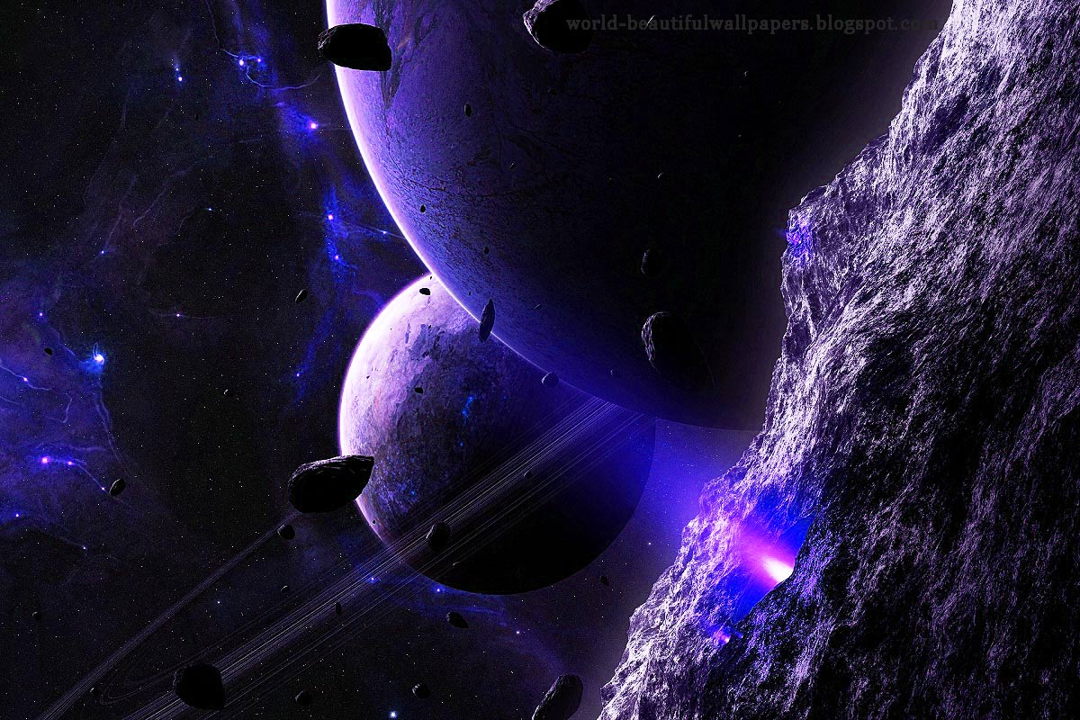 Pianeti viola con asteroidi, 1200x800 HD, Laptop
