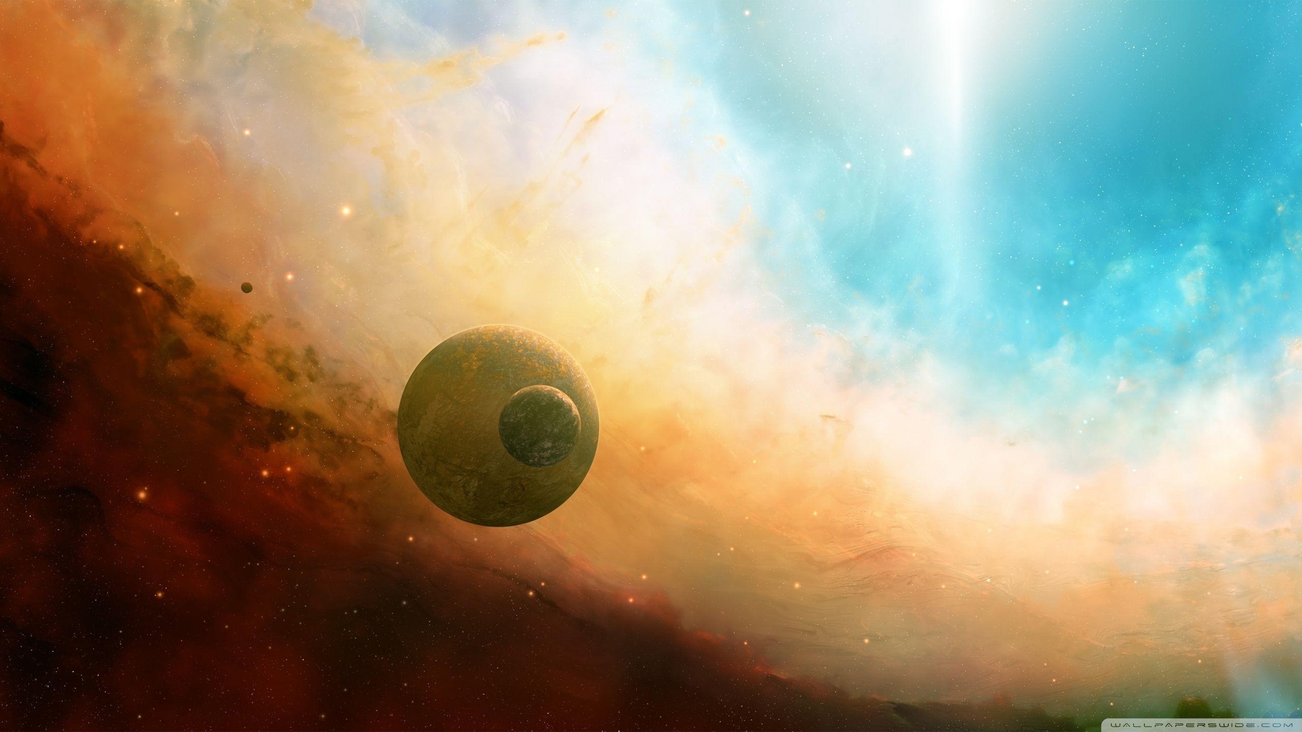 Pianeta e nebulosa colorata spaziale, 2560x1440 1440p, Desktop