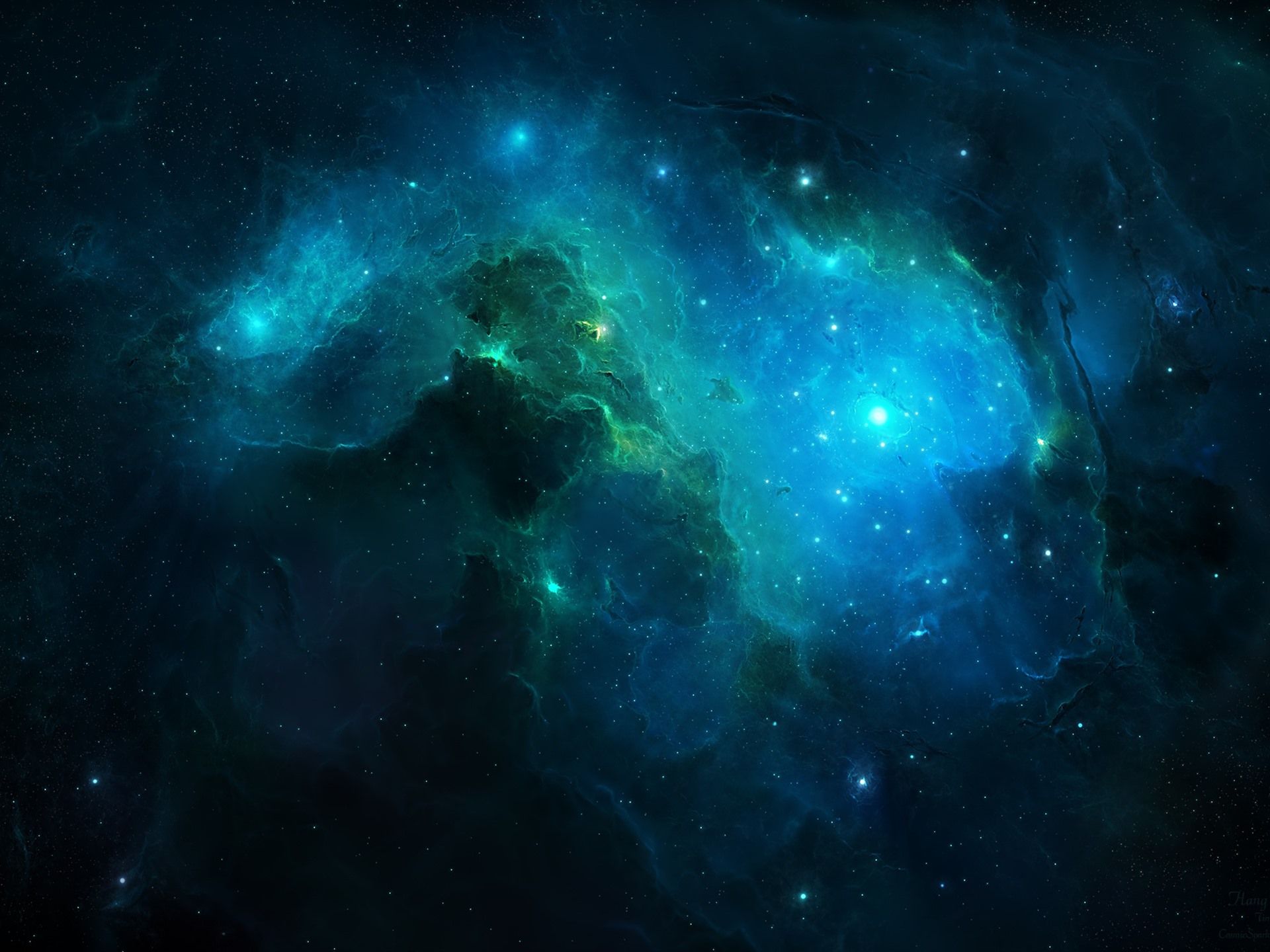 Nebulosa blu verde stellata, 1920x1440 Full HD+, Laptop