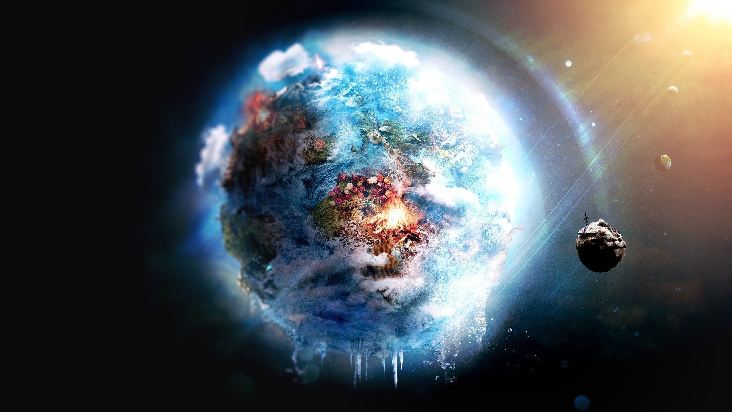 Terra distrutta nello spazio, 2560x1440 QHD, Laptop