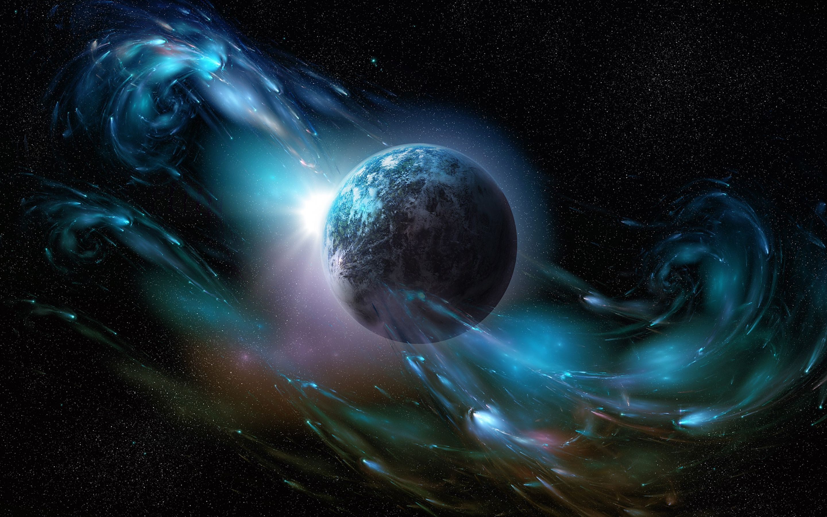 Pianeta con nebulosa blu spaziale, 2880x1800 WQXGA, Laptop