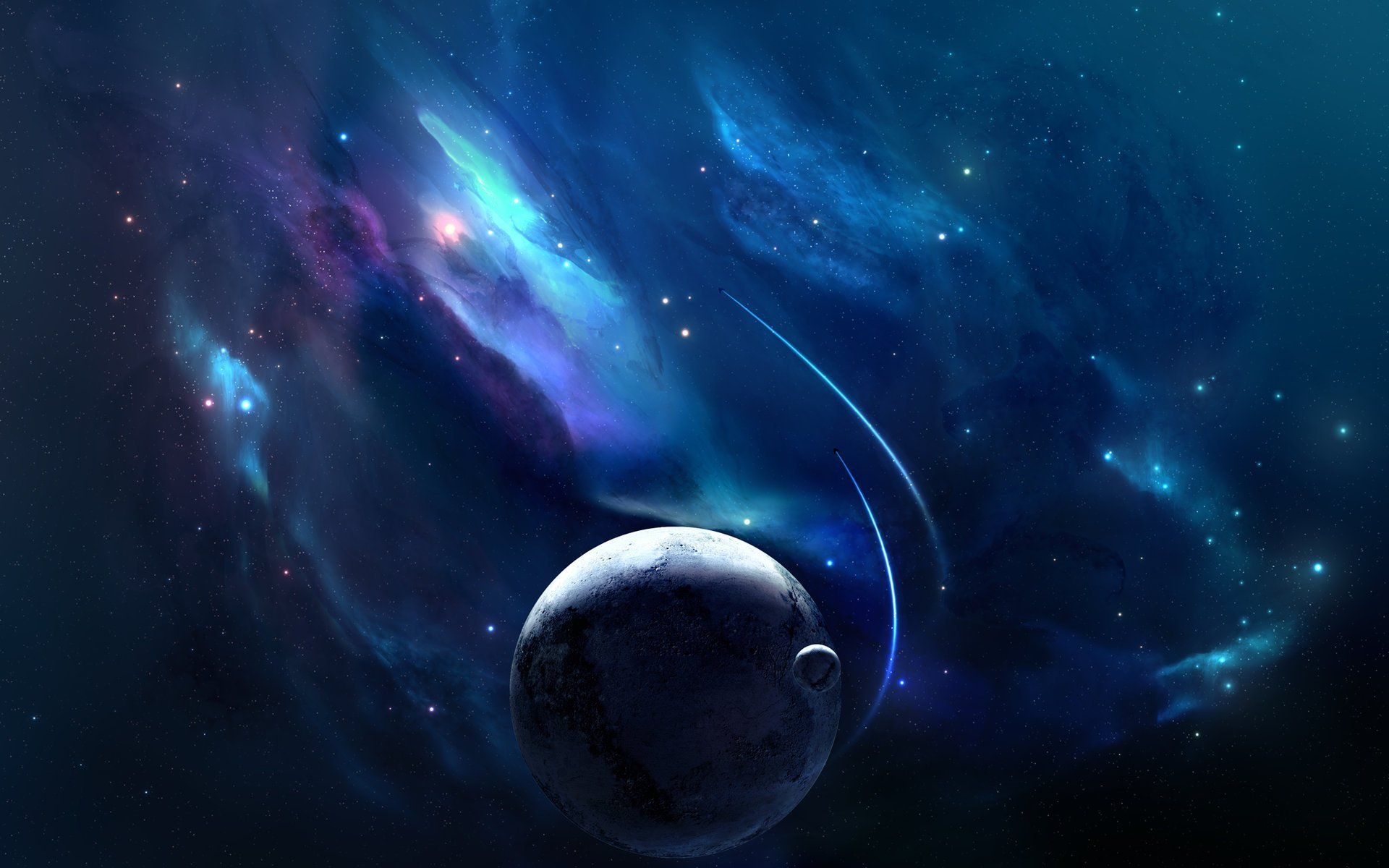 Pianeta e nebulosa blu spaziale, 1920x1200 Full HD+, Desktop