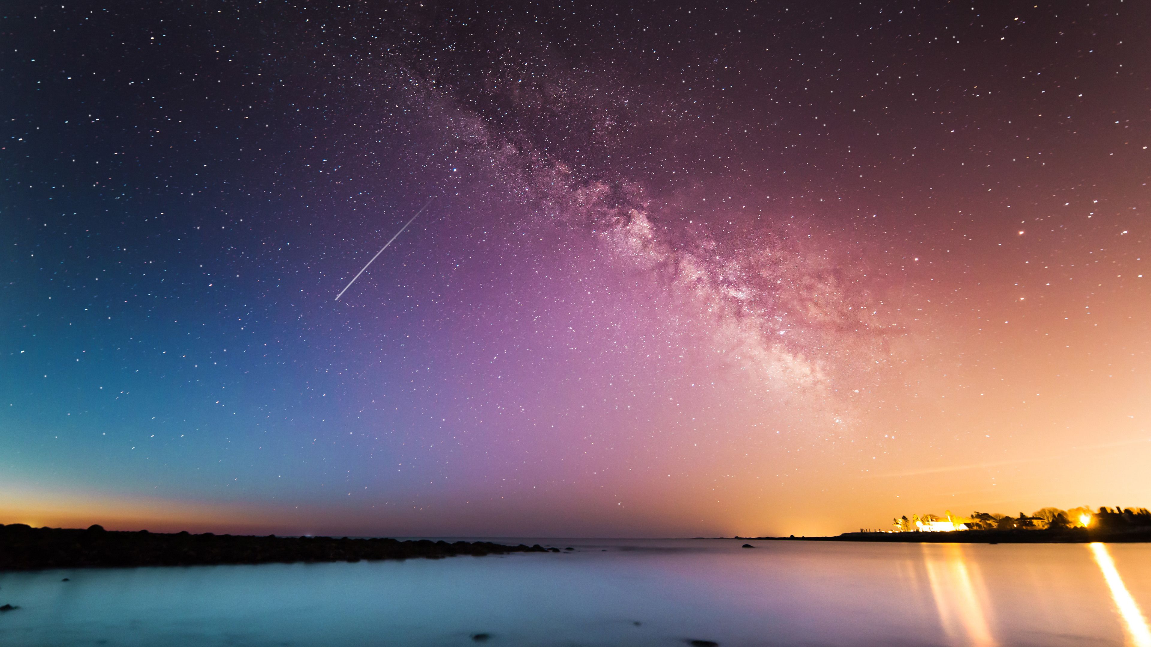 Via Lattea sopra orizzonte marino, 3840x2160 Ultra HD, 4K TV