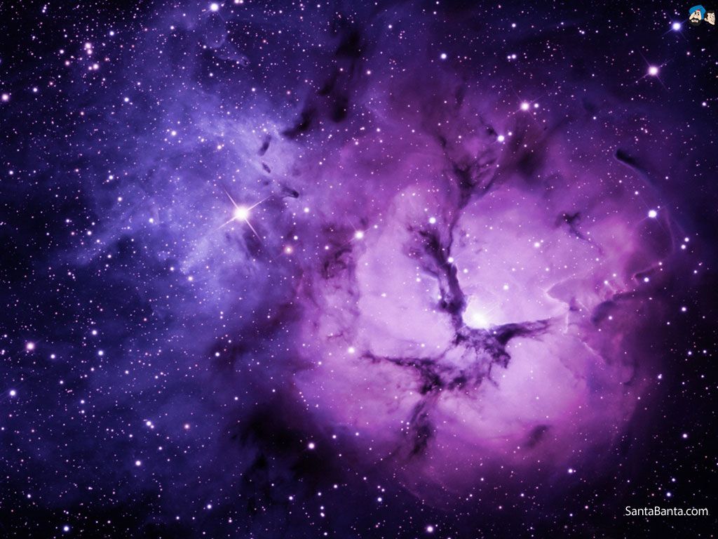 Nebulosa viola con stelle, 1024x768 HD, PC