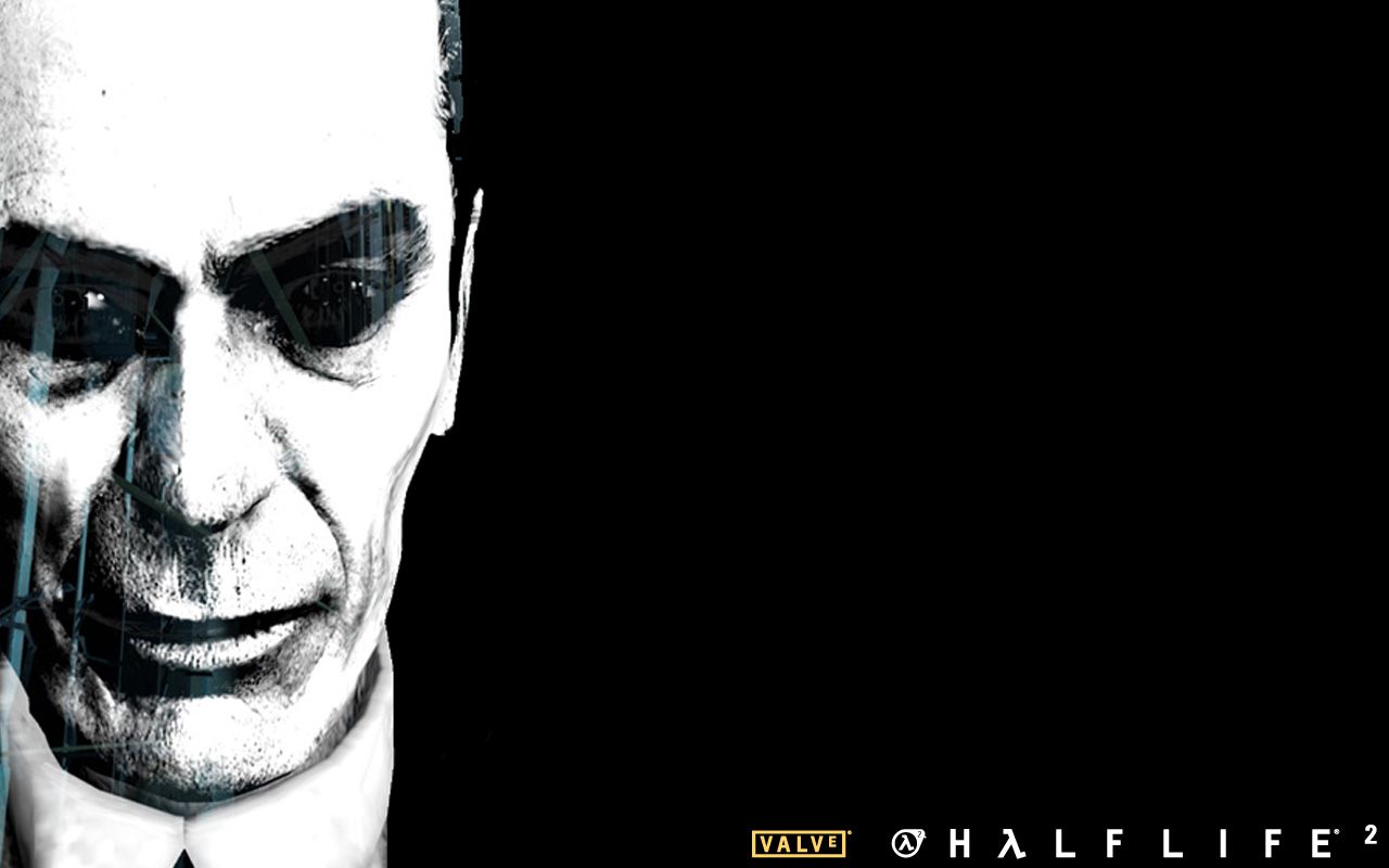 Half-Life 2, volto uomo bianco e nero, 1280x800 720p, PC