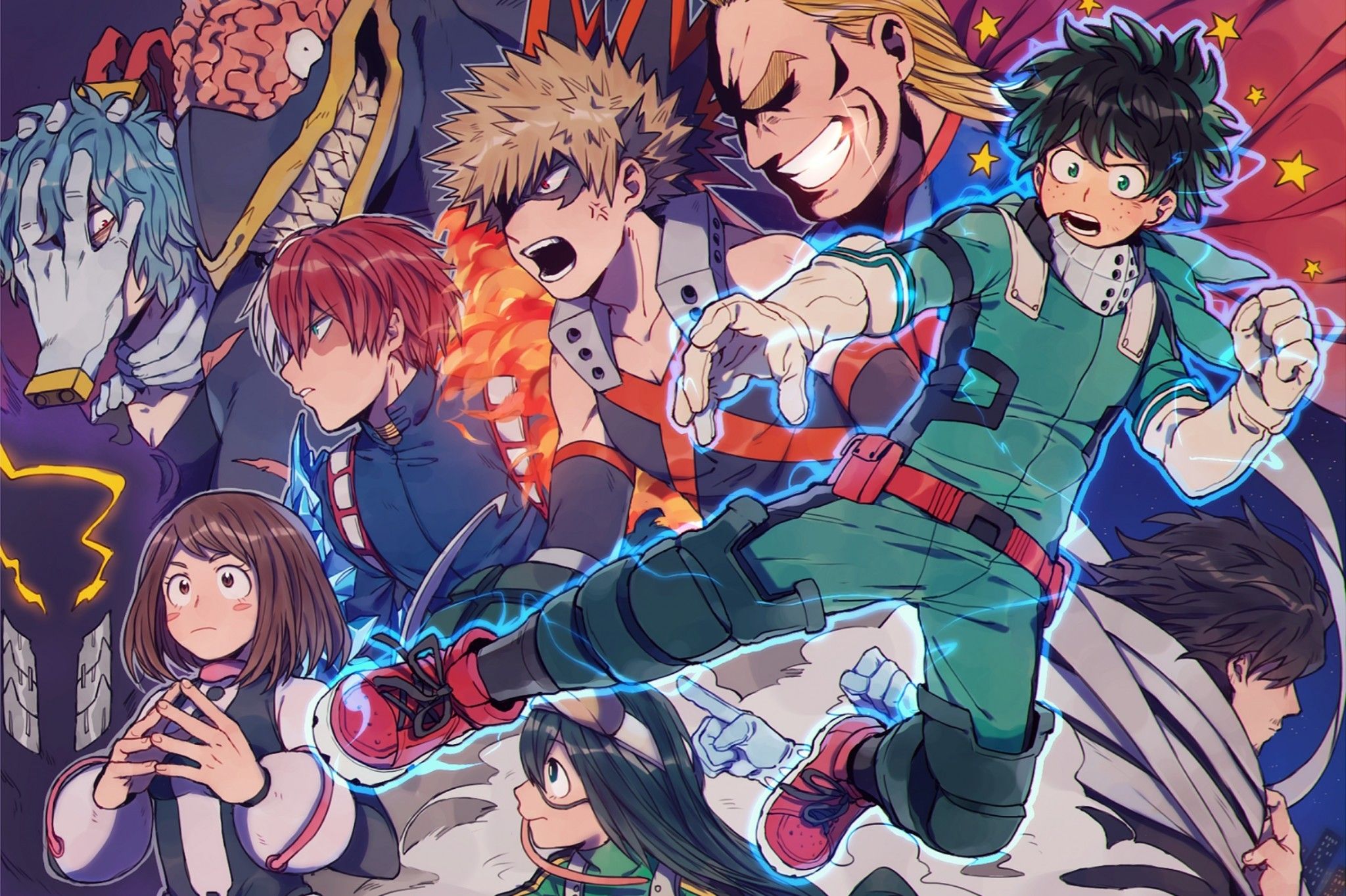 Uraraka BNHA fluttuante nello spazio, 1920x1080 Full HD 1080p, Monitor Gaming