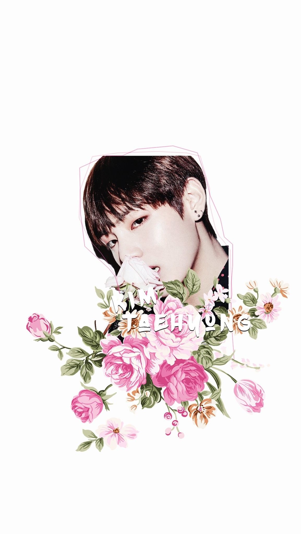 Ritratto V BTS con fiori rosa, 1154x2048 Full HD Verticale, iPhone