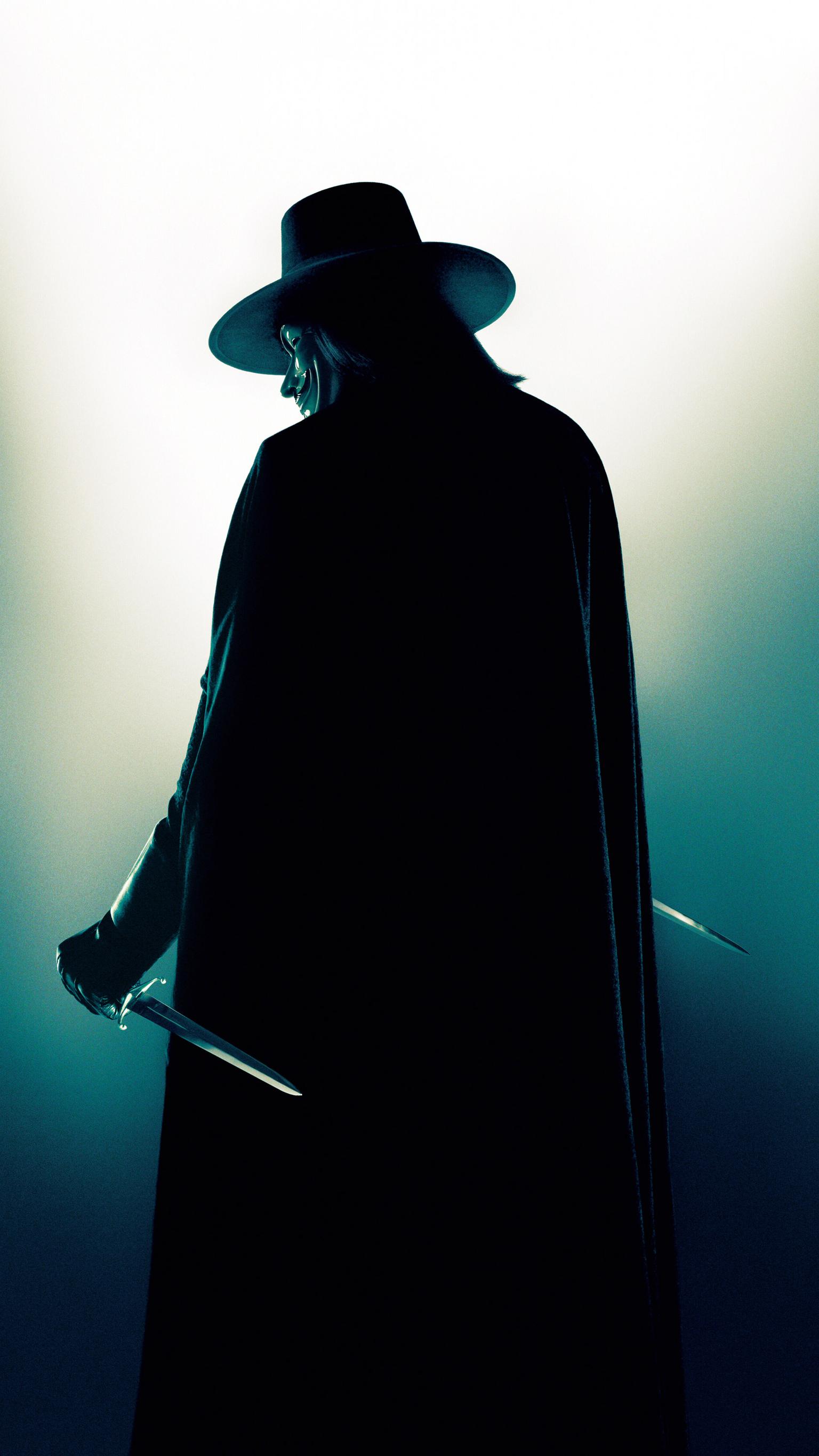V per Vendetta silhouette pugnali, Guy Fawkes, 1536x2732 Full HD Verticale, iPhone