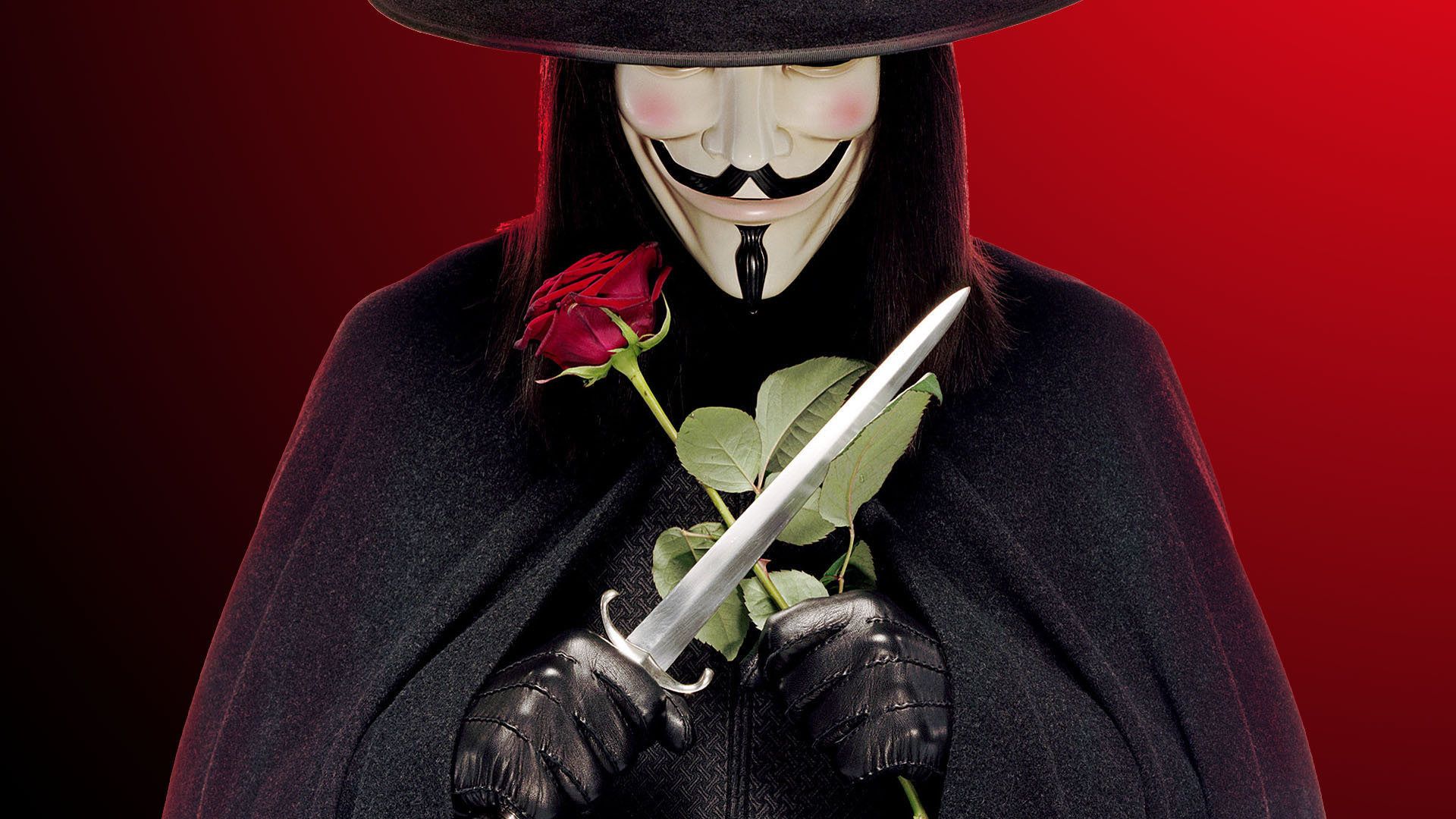 Maschera V per Vendetta con rosa, 1920x1080 1080p, PC
