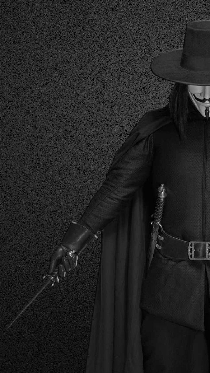 V per Vendetta maschera Guy Fawkes, 720x1280 Full HD Verticale, Smartphone