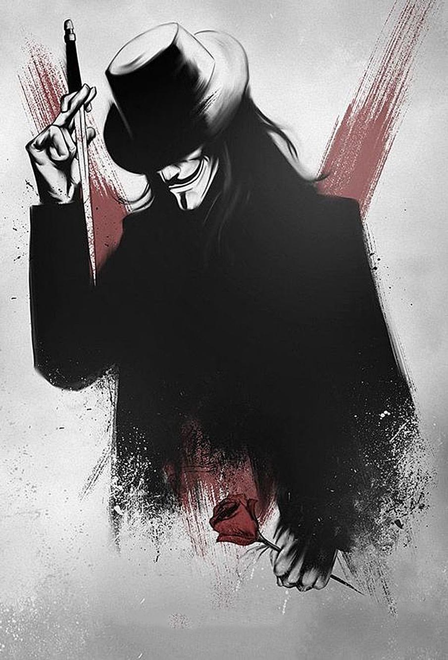 Maschera Guy Fawkes con rosa, 905x1334 Verticale, Mobile