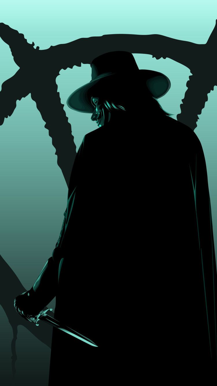 V per Vendetta silhouette maschera, 750x1334 Full HD Verticale, iPhone