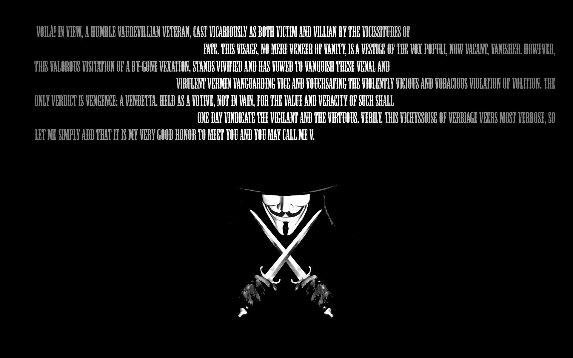 Maschera V per Vendetta, pugnali, 1920x1200 Full HD+, PC