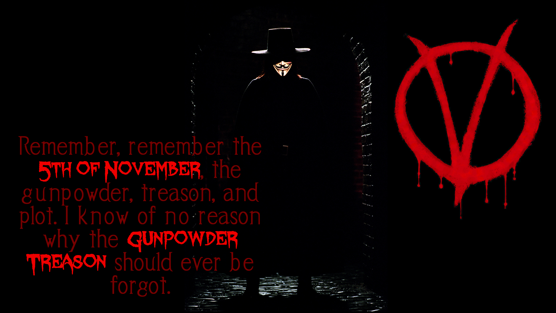 Maschera Guy Fawkes V per Vendetta, 1920x1080 Full HD, PC