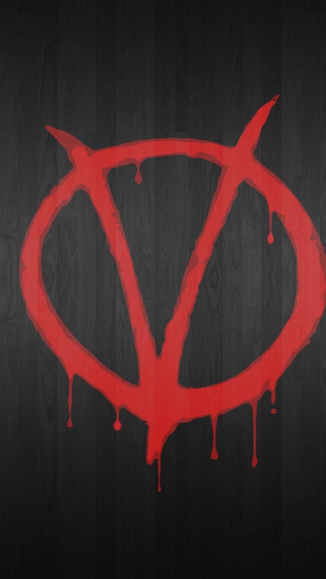 Simbolo V rosso sgocciolante, 1080x1920 Verticale, Mobile