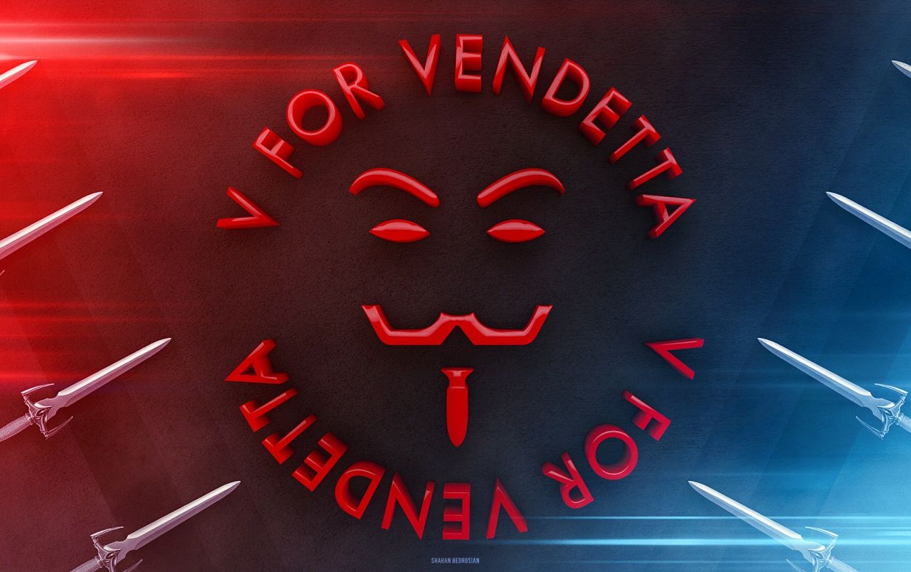 Maschera V per Vendetta rossa, 1280x804 720p, Laptop