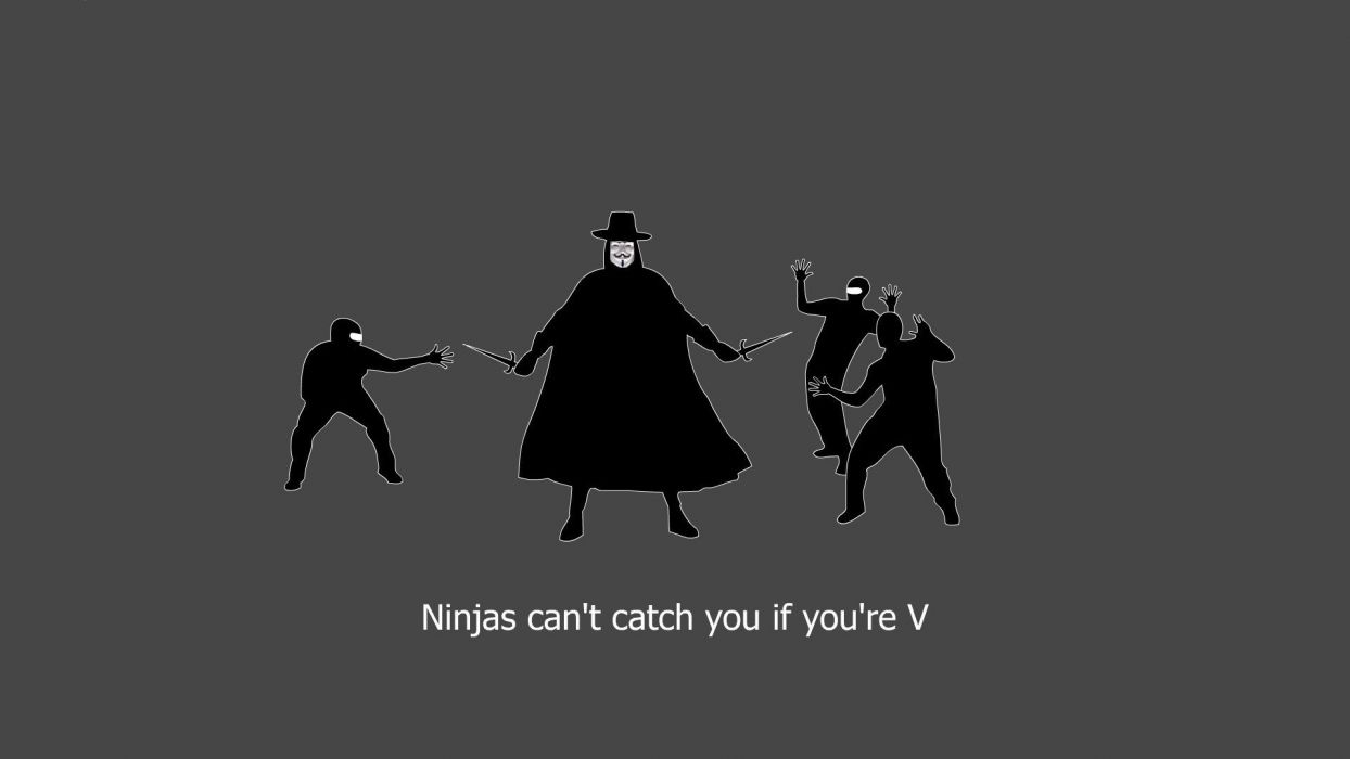 Maschera Guy Fawkes con ninja, 1244x700 HD, Desktop