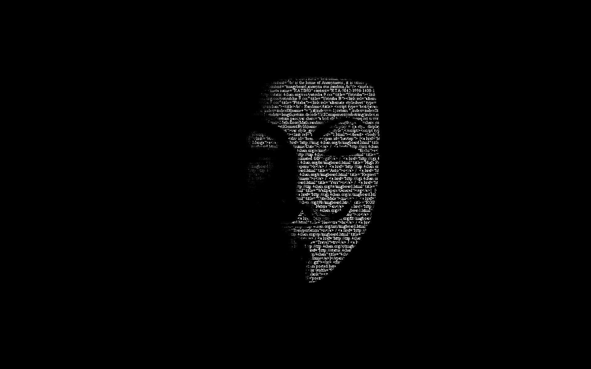 Maschera Guy Fawkes fatta di testo, 1920x1200 Full HD+, PC Desktop