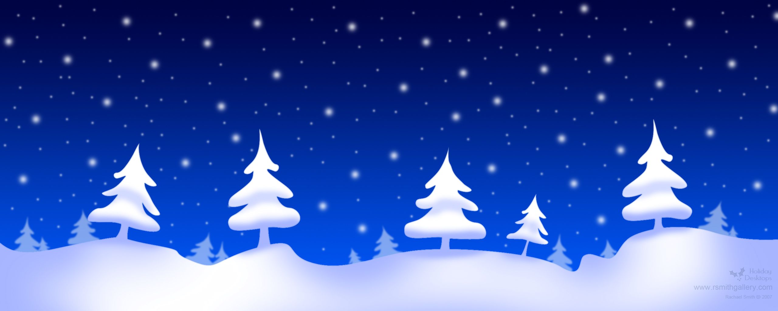 Alberi innevati notte blu, 2560x1024 21:9, Ultrawide