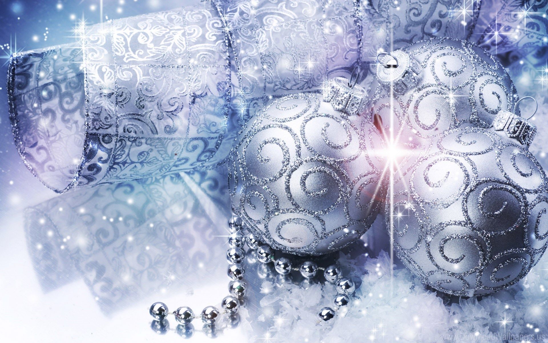 Palline natalizie argento decorate, 1920x1200 WUXGA, Laptop