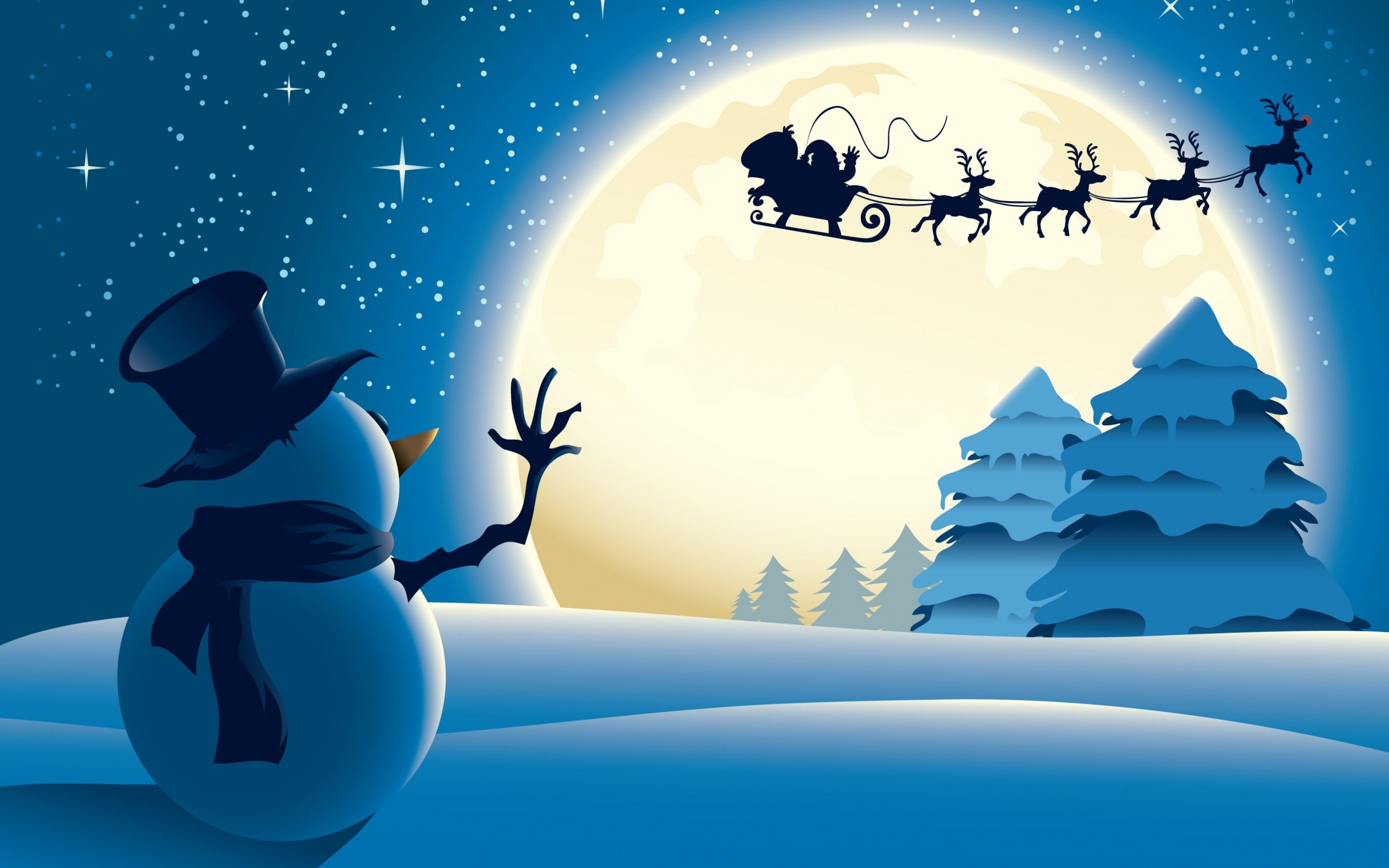 Pupazzo di neve e slitta Babbo Natale, 3840x2400 UHD, PC 4K