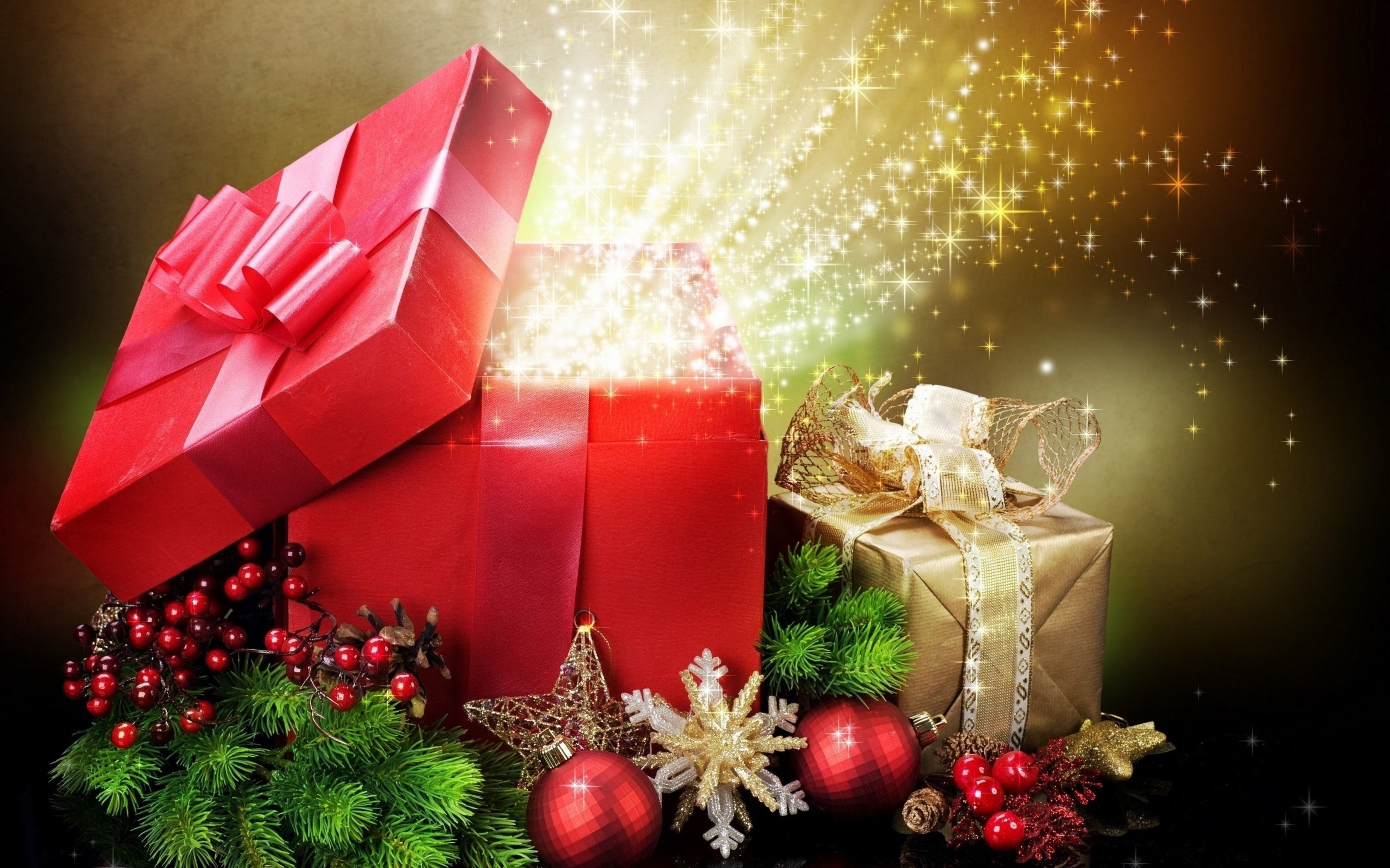 Regali di Natale scintillanti rossi, 5120x3200 4K Ultra HD, Smart TV 4K