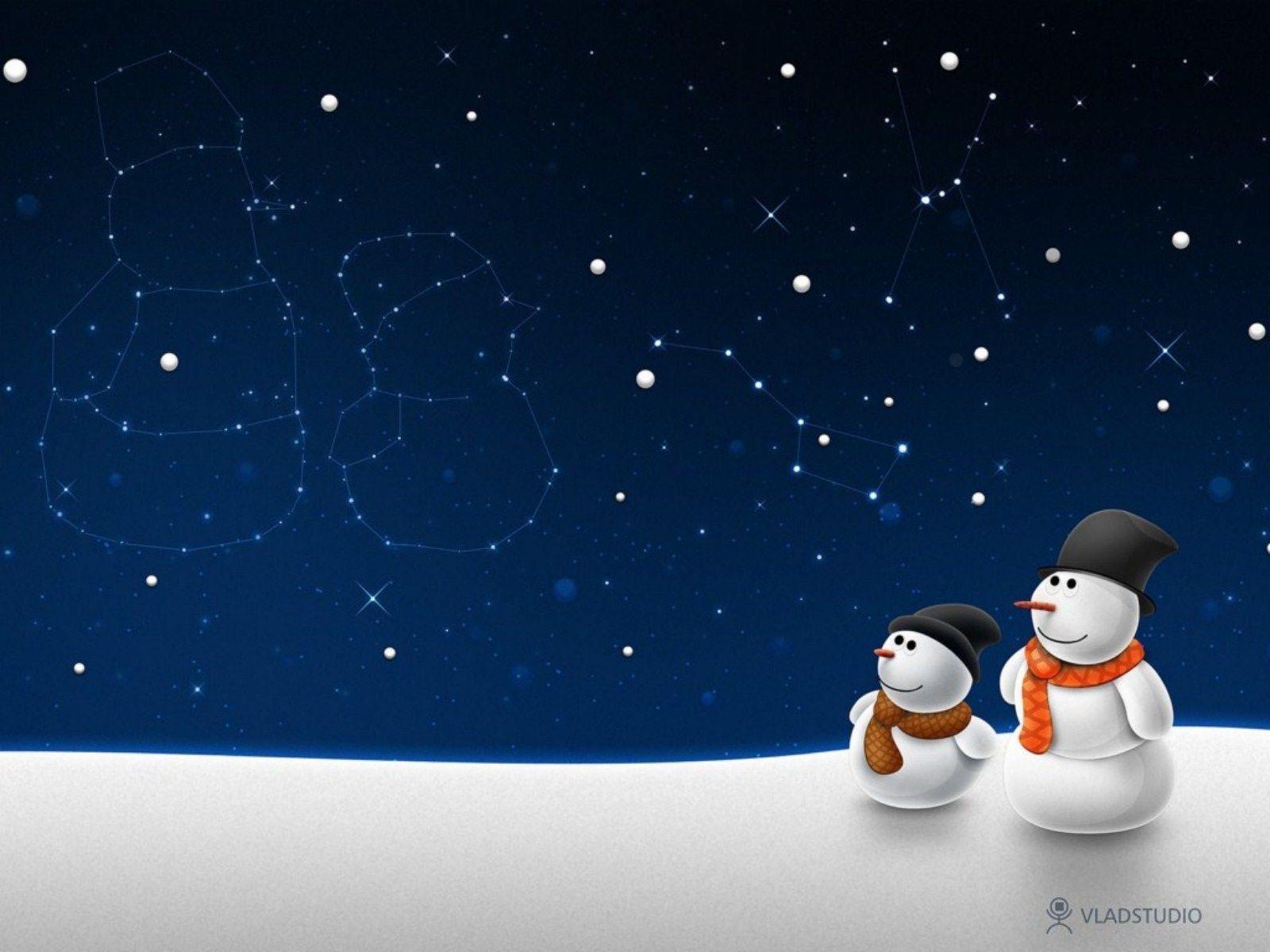 Due pupazzi di neve notte, 1600x1200 HD Ready, PC